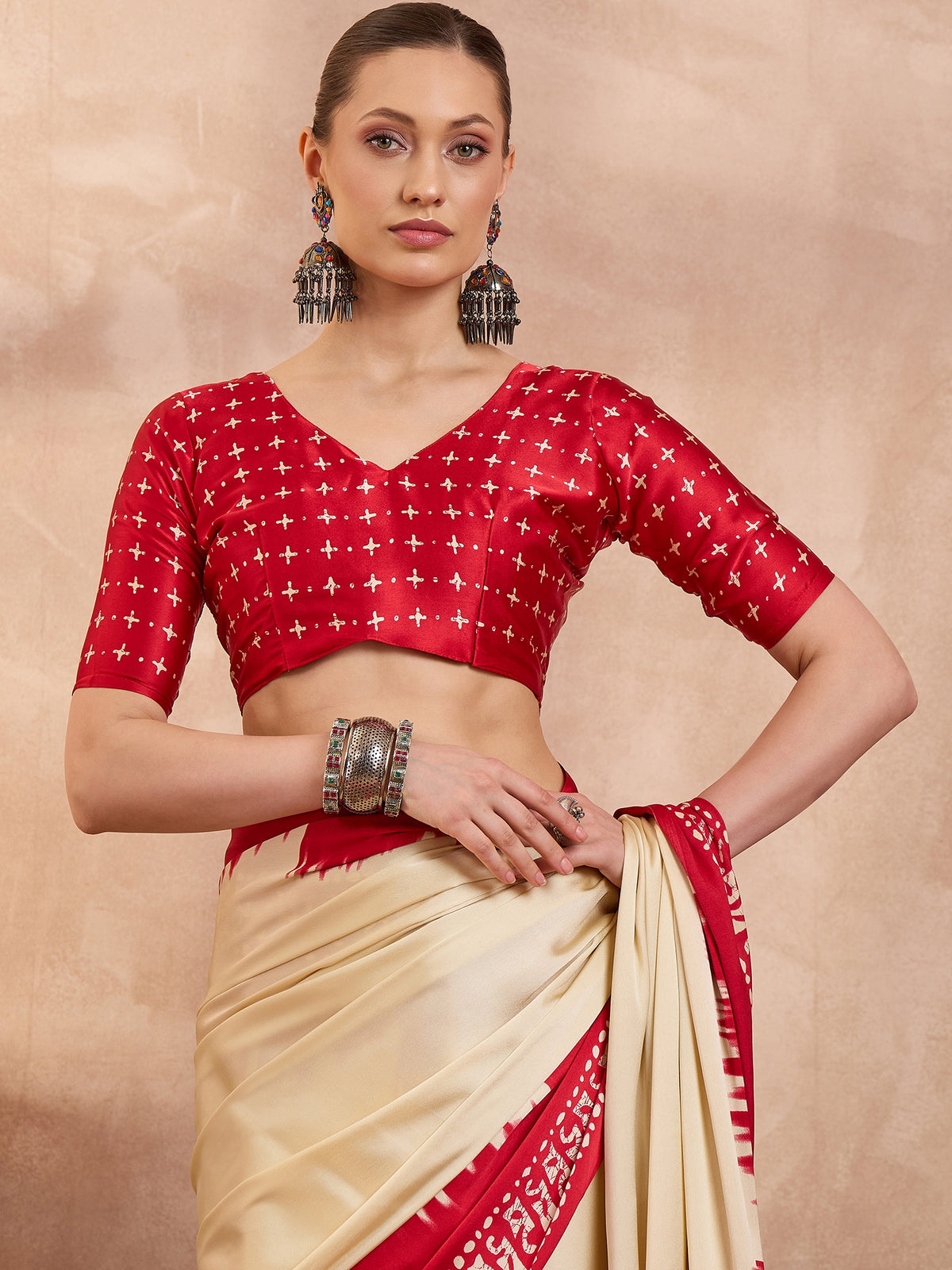 Divine Function Wear Silk Print Design Rich Pallu Fancy Saree With Unstitched Blouse