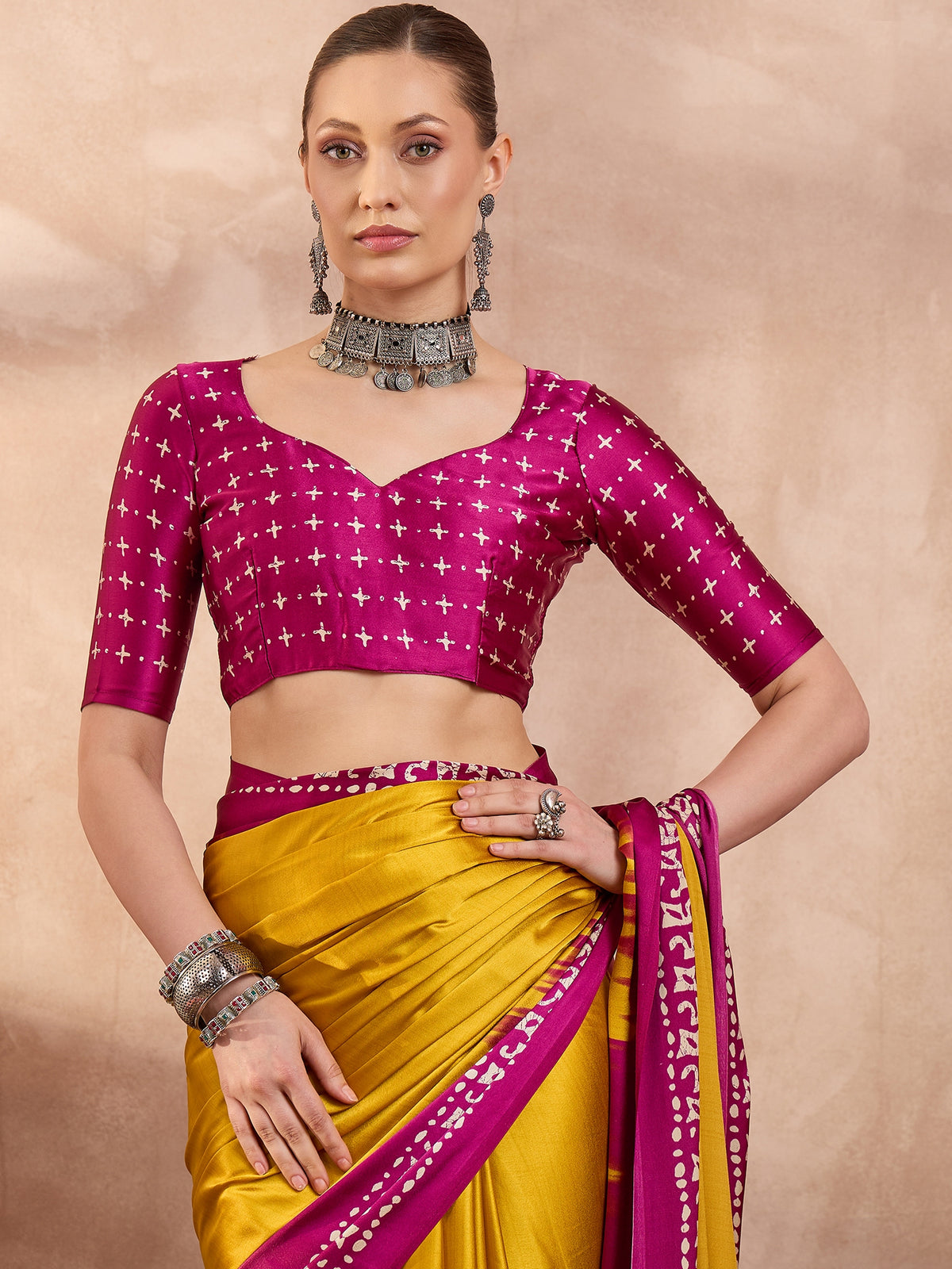 Divine Function Wear Silk Print Design Rich Pallu Fancy Saree With Unstitched Blouse