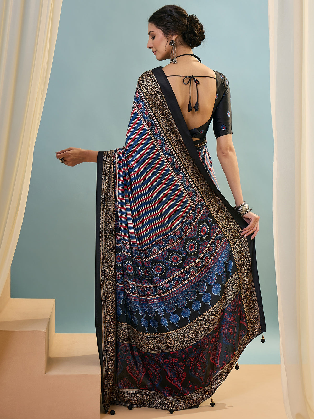 Attractive Function Wear Silk Print Designer Fancy Saree  With Unstitched Blouse Piece