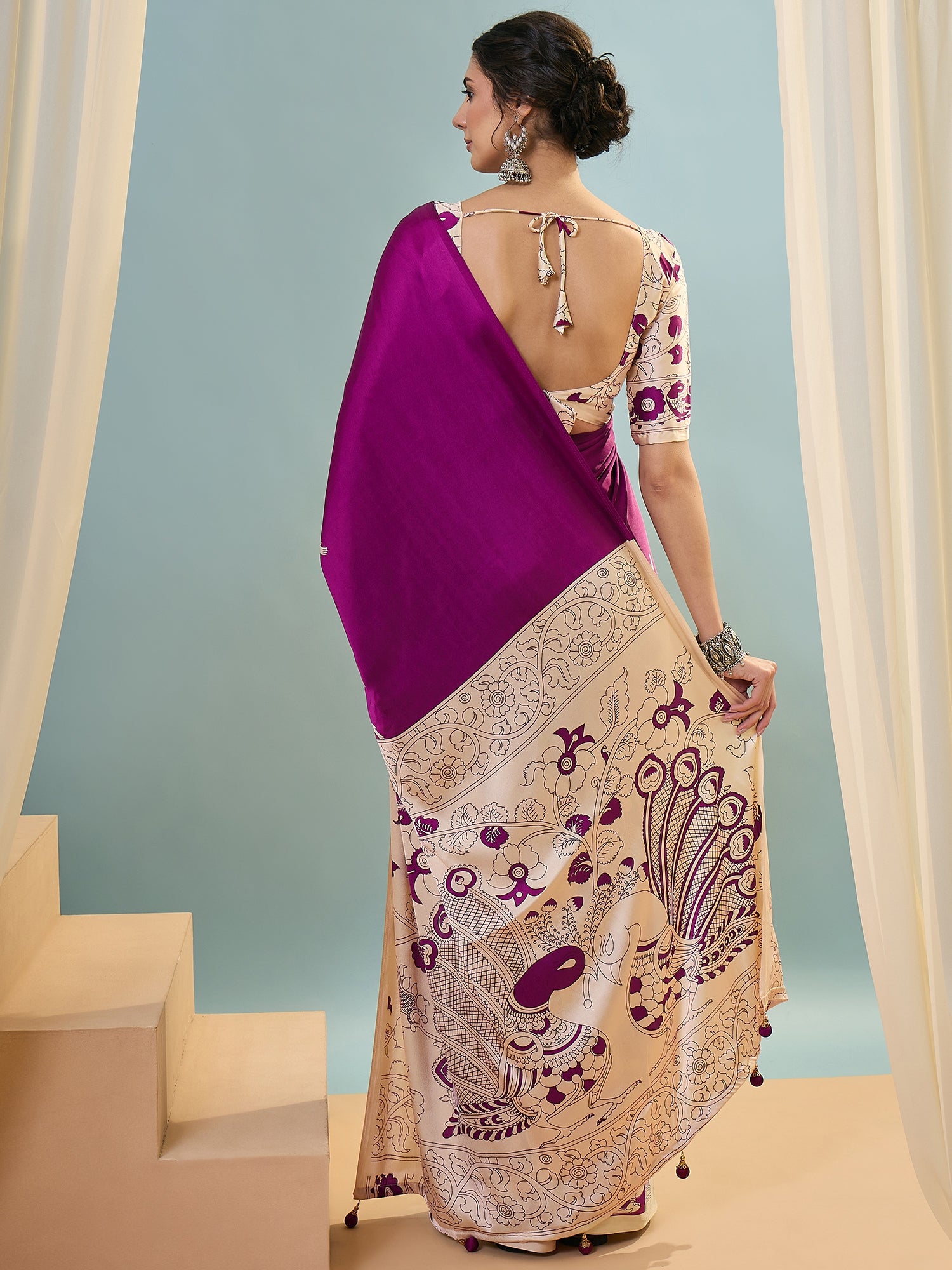 Attractive Wedding Wear Silk Print Designer Saree With Unstitched Blouse For Occasion