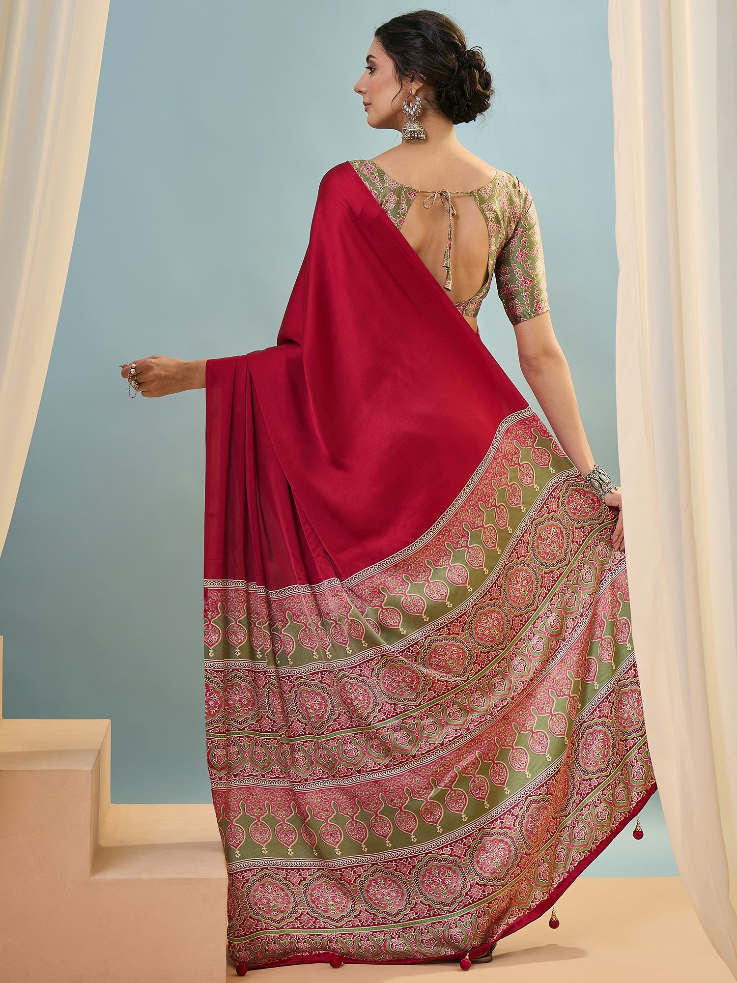 Confounding Festive Wear Silk Print Design Rich Pallu Fancy Saree With Unstitched Blouse Piece