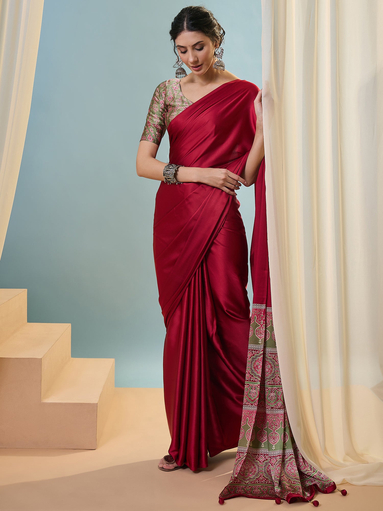 Confounding Festive Wear Silk Print Design Rich Pallu Fancy Saree With Unstitched Blouse Piece