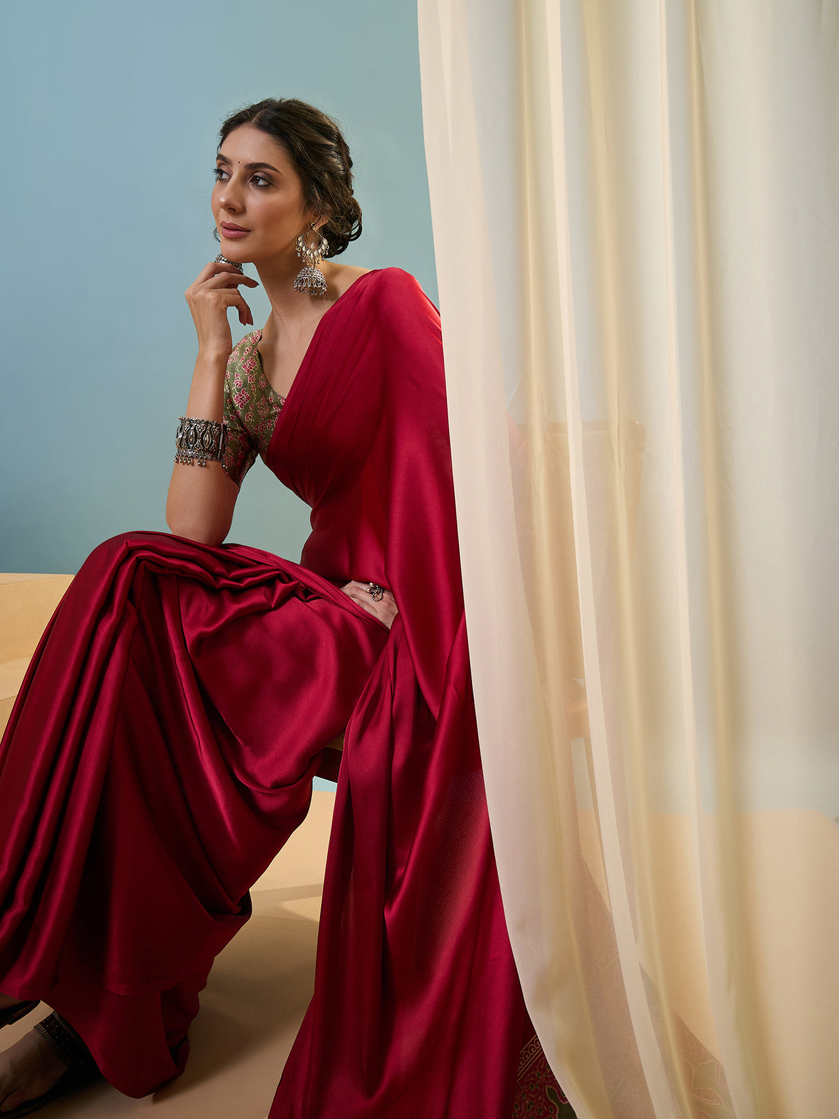 Confounding Festive Wear Silk Print Design Rich Pallu Fancy Saree With Unstitched Blouse Piece