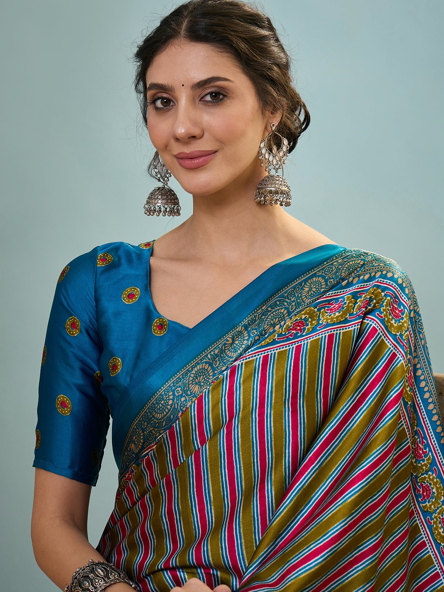 Attractive Function Wear Silk Print Designer Fancy Saree  With Unstitched Blouse Piece