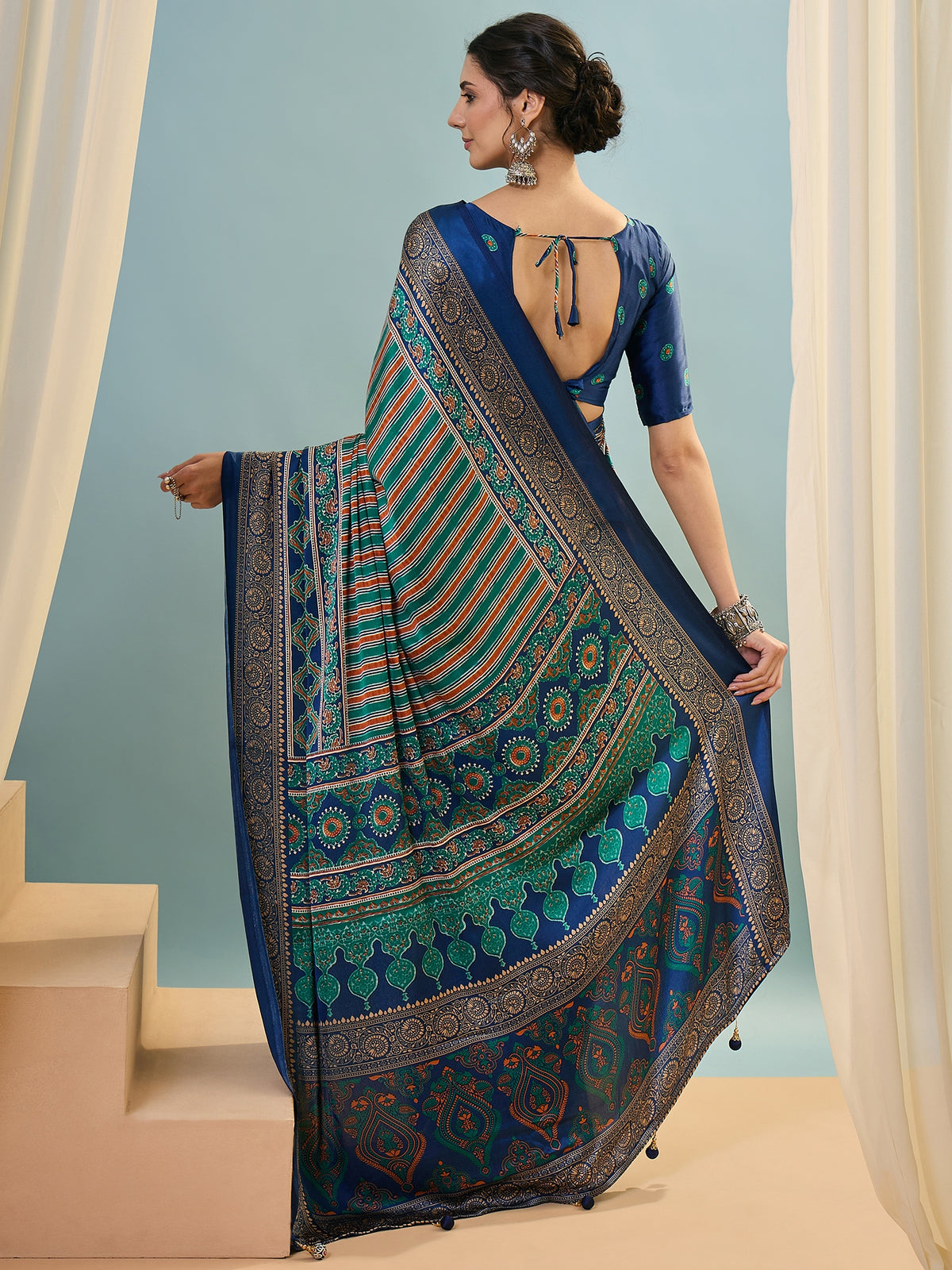 Attractive Function Wear Silk Print Designer Fancy Saree  With Unstitched Blouse Piece