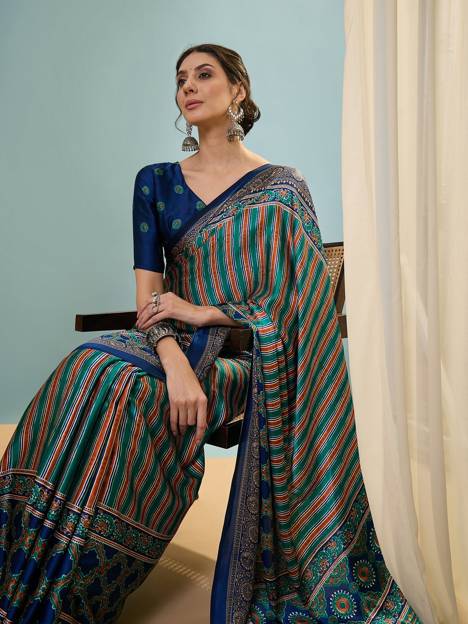Attractive Function Wear Silk Print Designer Fancy Saree  With Unstitched Blouse Piece