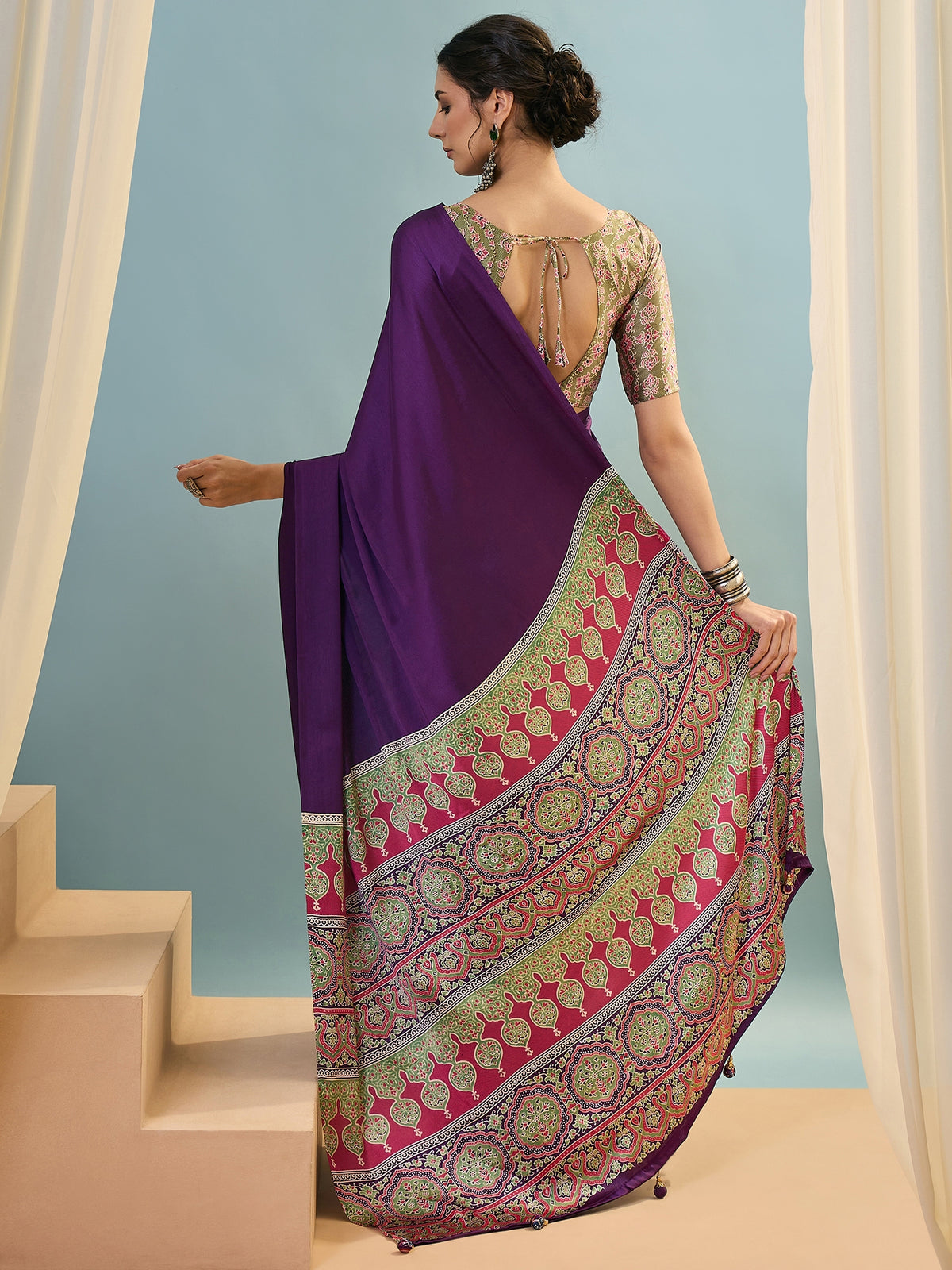 Confounding Festive Wear Silk Print Design Rich Pallu Fancy Saree With Unstitched Blouse Piece