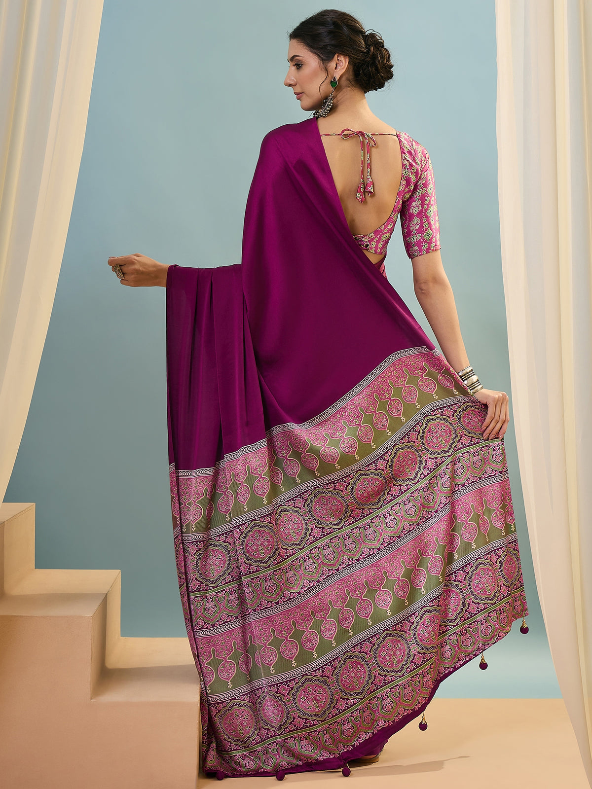 Confounding Festive Wear Silk Print Design Rich Pallu Fancy Saree With Unstitched Blouse Piece