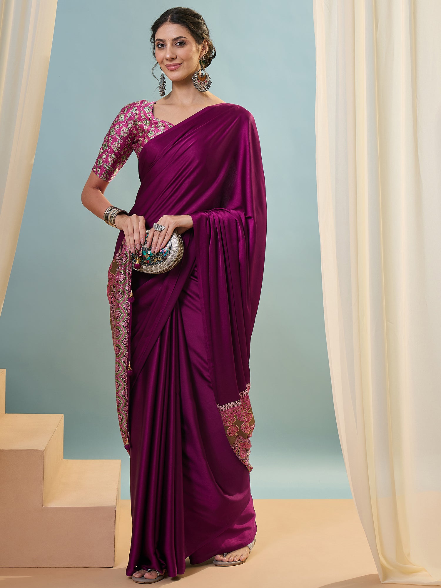 Confounding Festive Wear Silk Print Design Rich Pallu Fancy Saree With Unstitched Blouse Piece