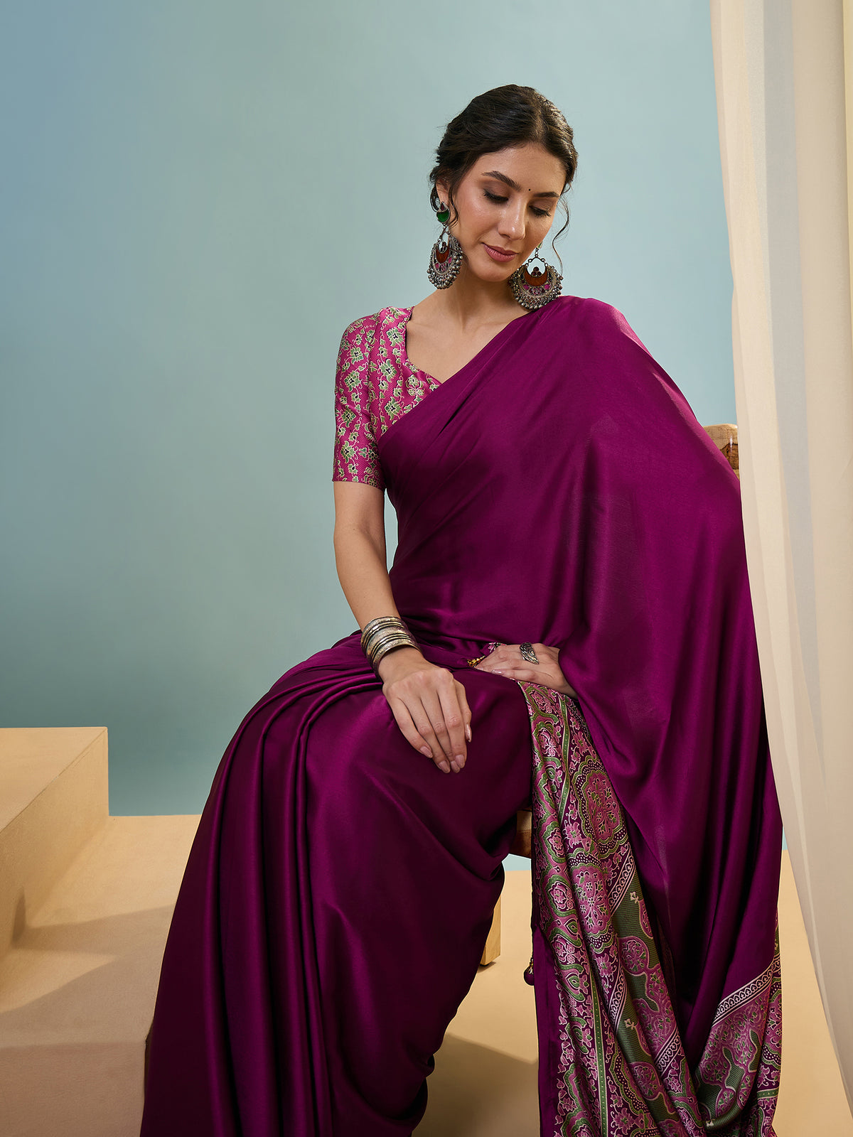 Confounding Festive Wear Silk Print Design Rich Pallu Fancy Saree With Unstitched Blouse Piece