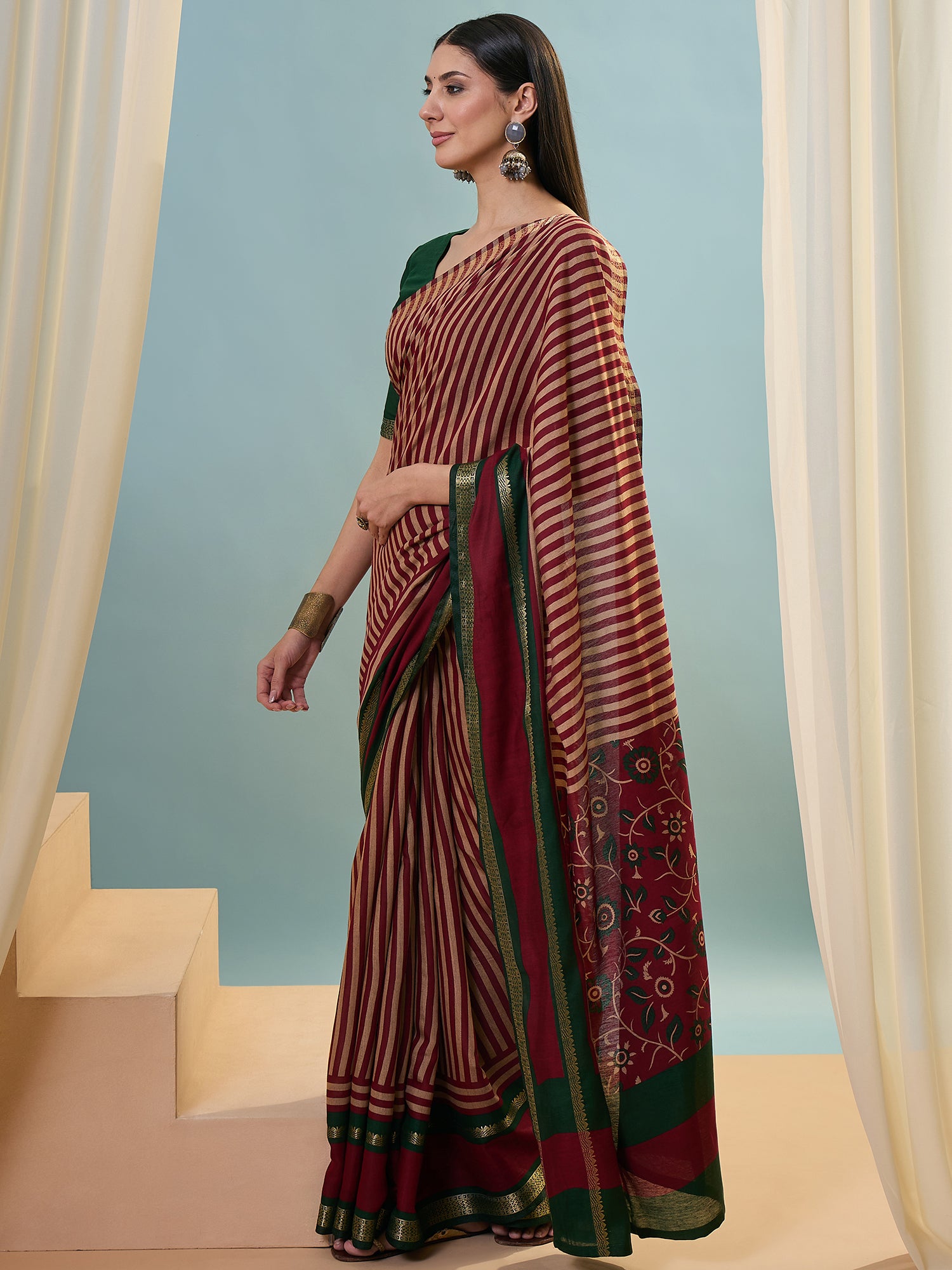 Elegant Party Wear Silk Print Design Fancy Saree With Unstitched Blouse Piece