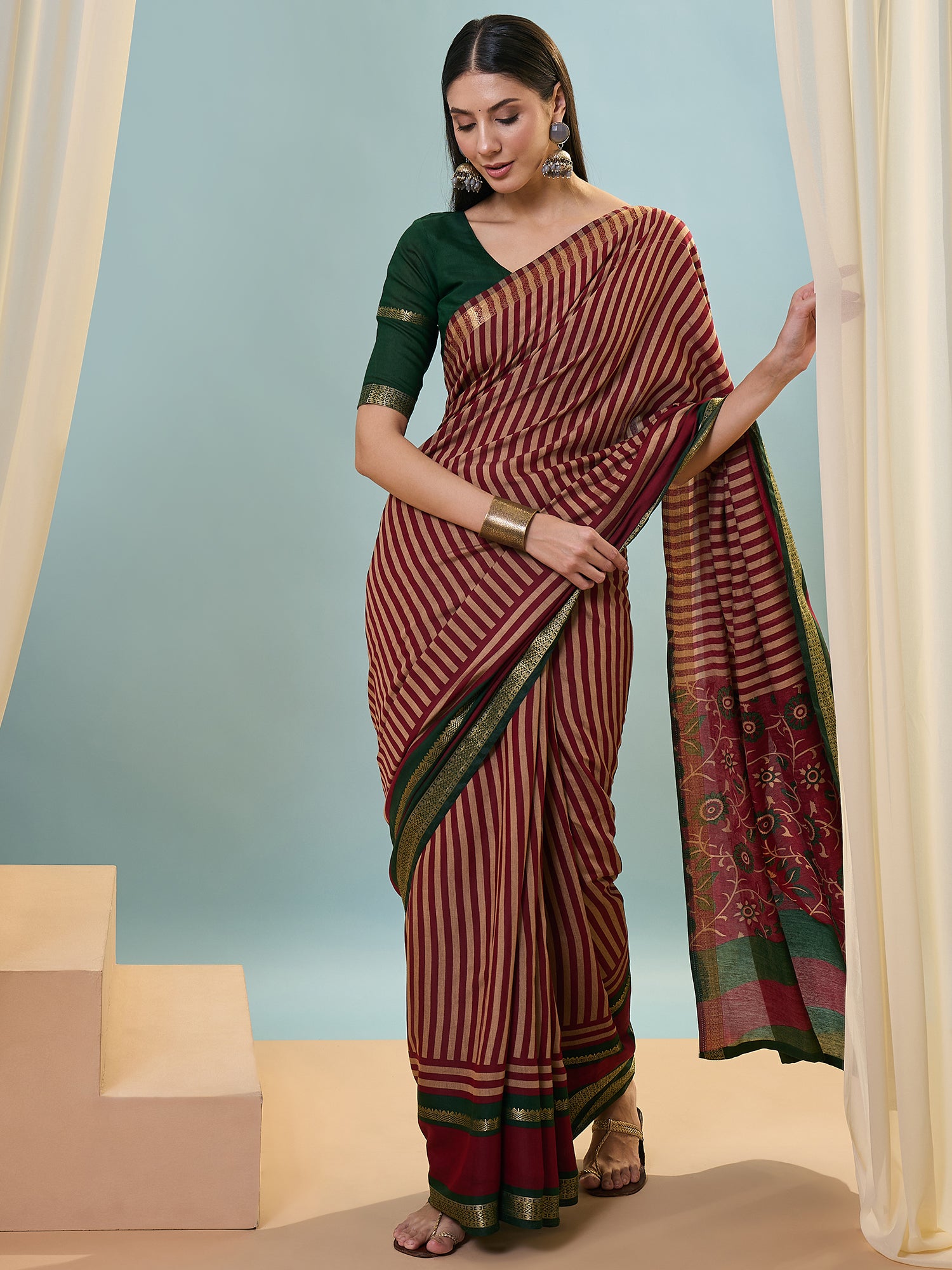 Elegant Party Wear Silk Print Design Fancy Saree With Unstitched Blouse Piece