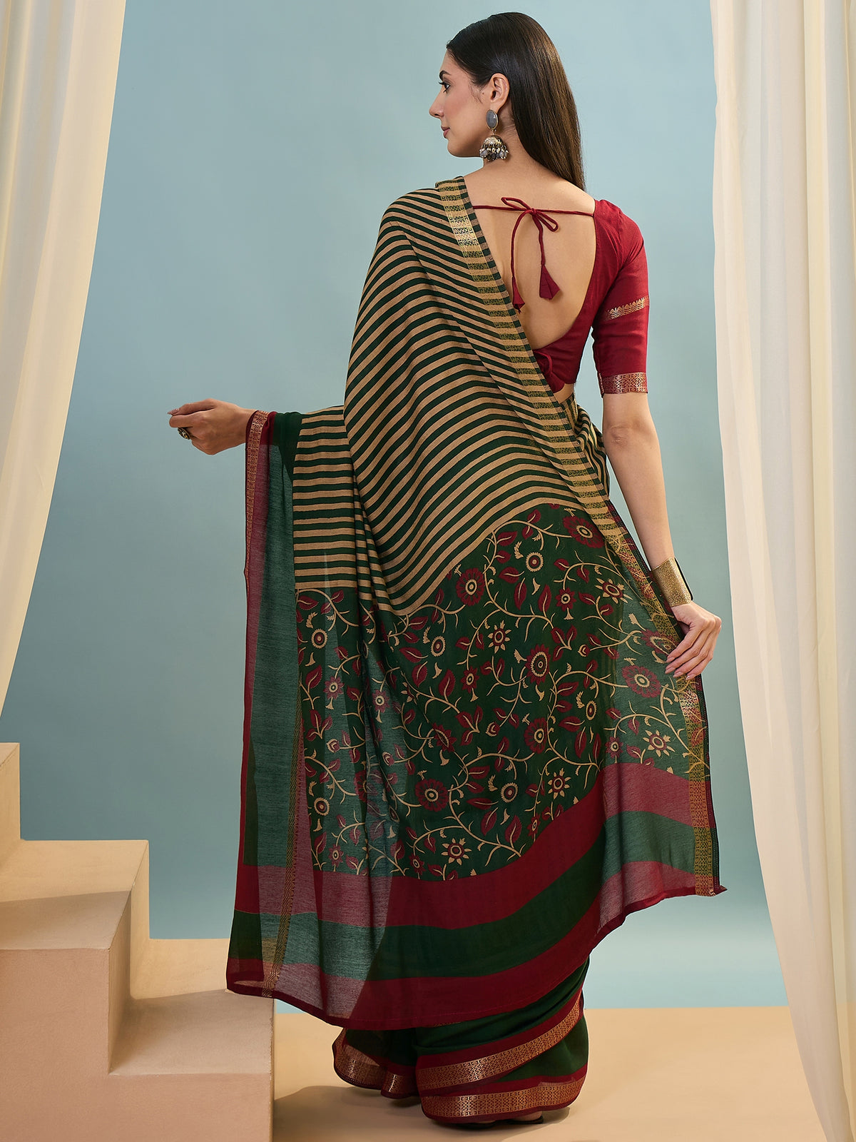Elegant Party Wear Silk Print Design Fancy Saree With Unstitched Blouse Piece