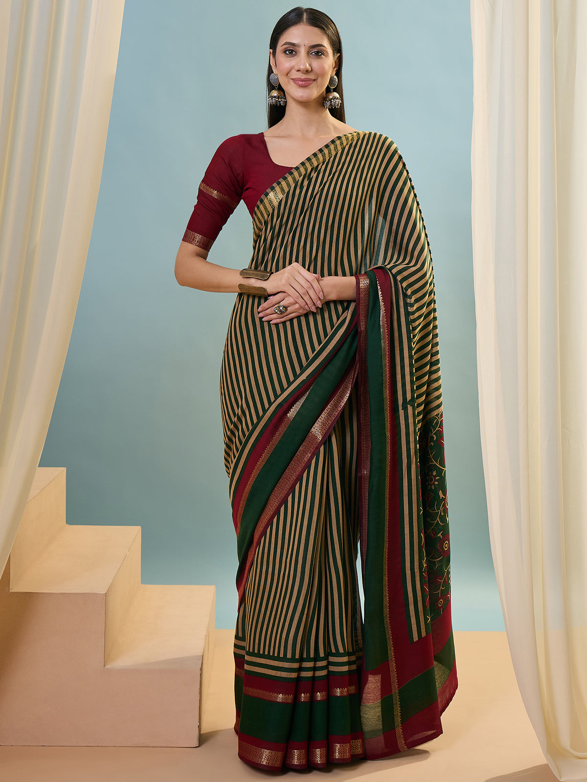 Elegant Party Wear Silk Print Design Fancy Saree With Unstitched Blouse Piece