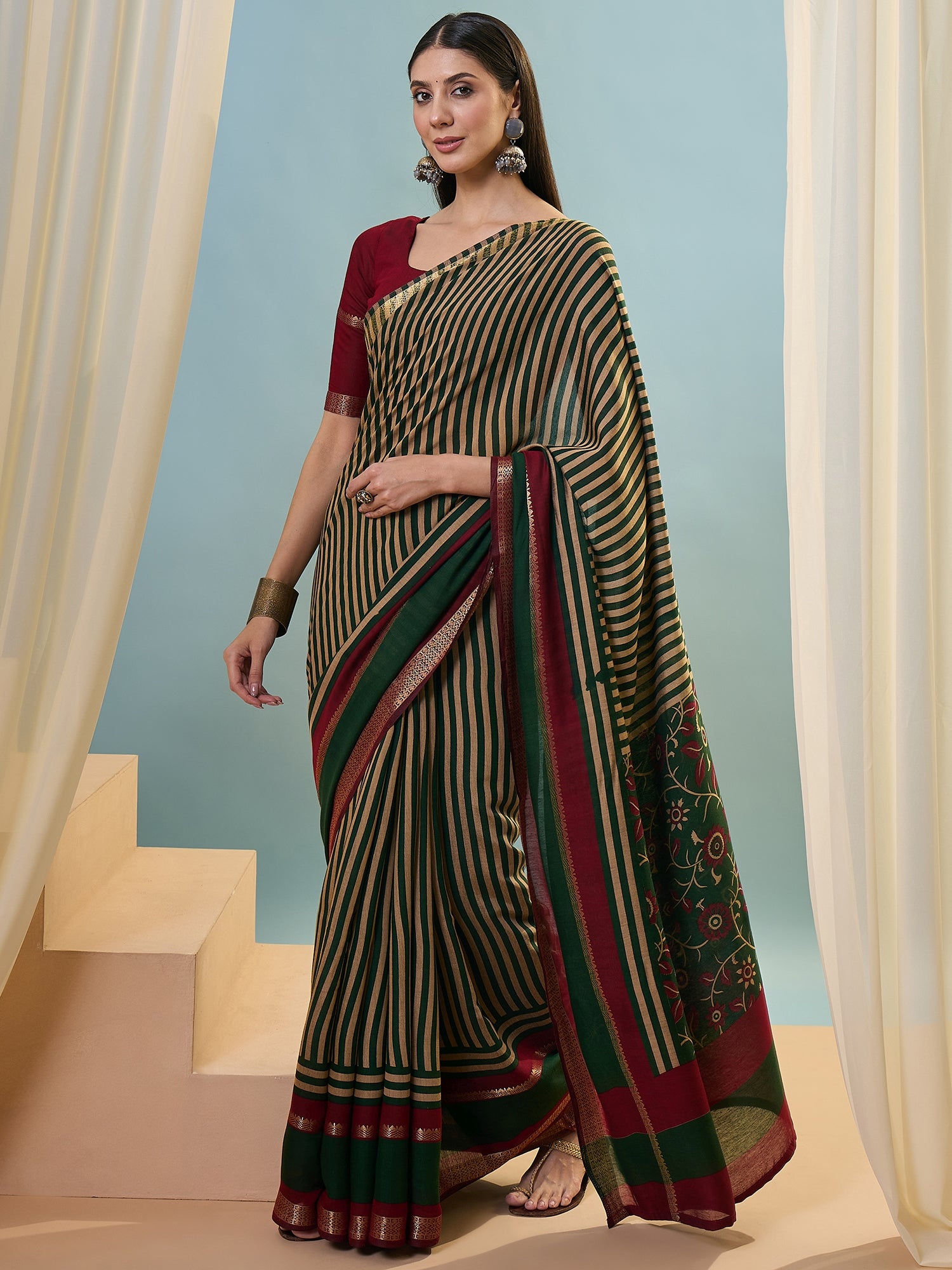 Elegant Party Wear Silk Print Design Fancy Saree With Unstitched Blouse Piece