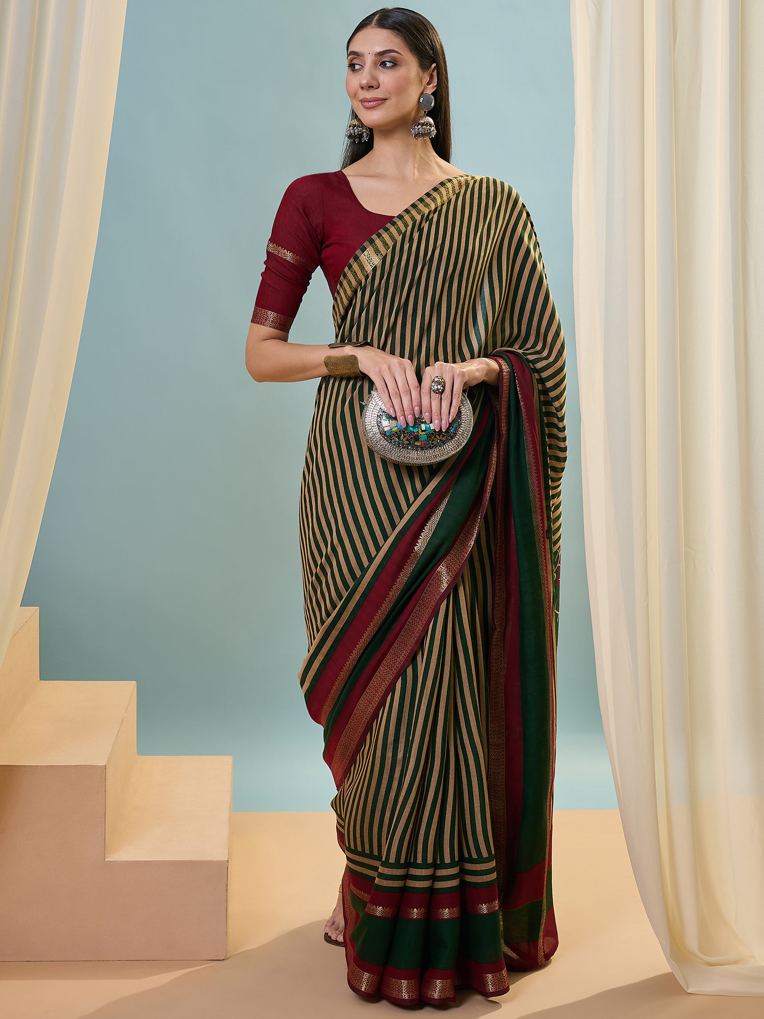 Elegant Party Wear Silk Print Design Fancy Saree With Unstitched Blouse Piece
