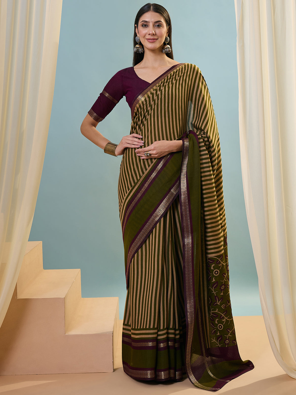 Elegant Party Wear Silk Print Design Fancy Saree With Unstitched Blouse Piece