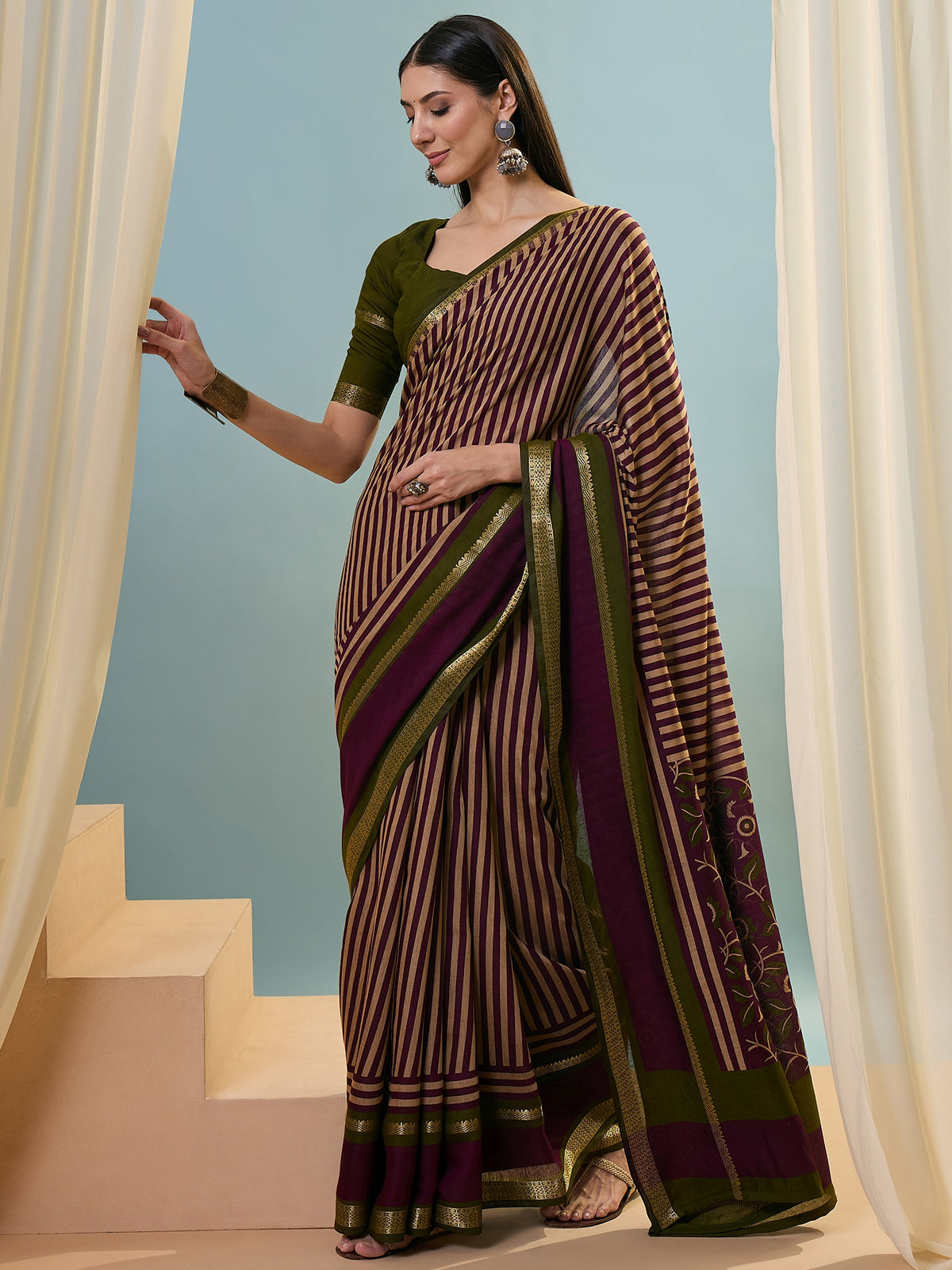 Elegant Party Wear Silk Print Design Fancy Saree With Unstitched Blouse Piece