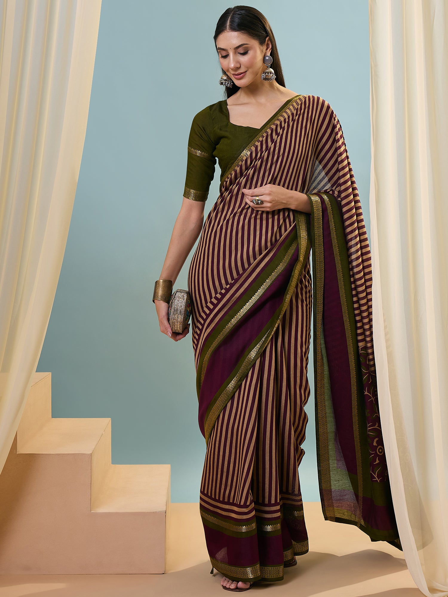 Elegant Party Wear Silk Print Design Fancy Saree With Unstitched Blouse Piece