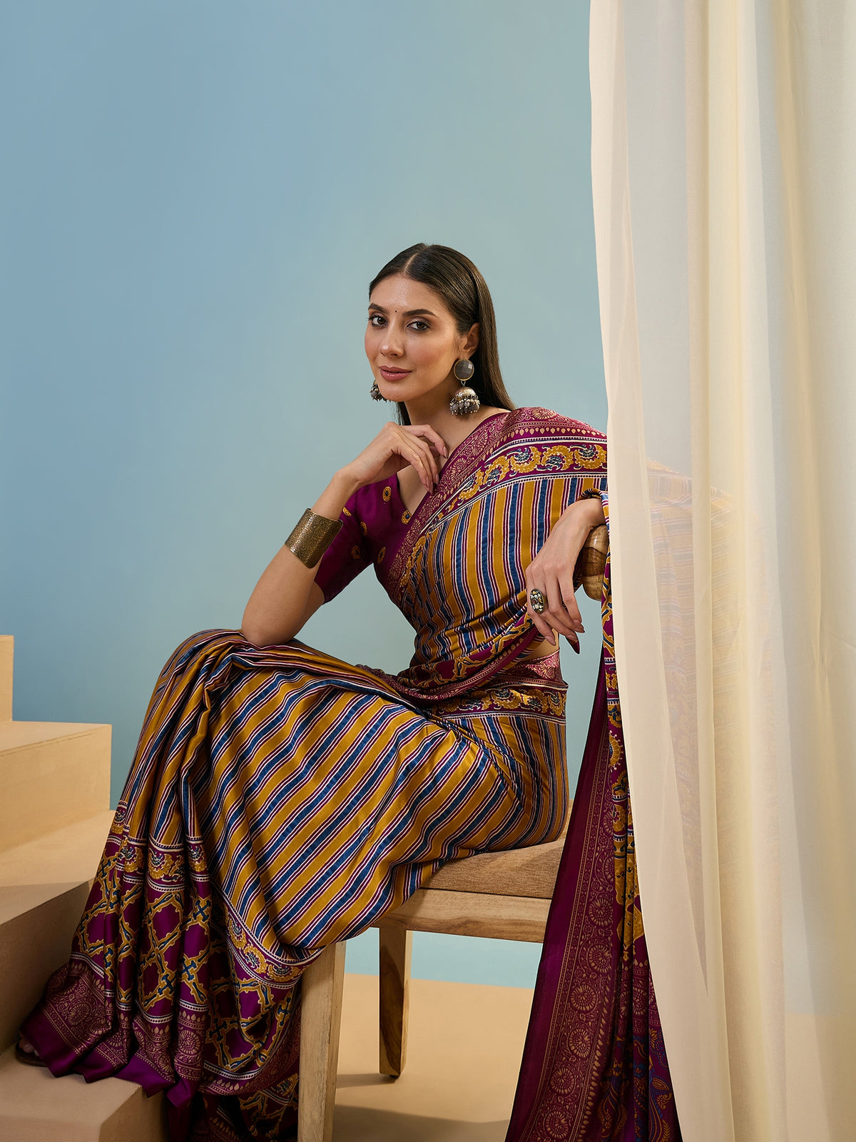 Attractive Function Wear Silk Print Designer Fancy Saree  With Unstitched Blouse Piece