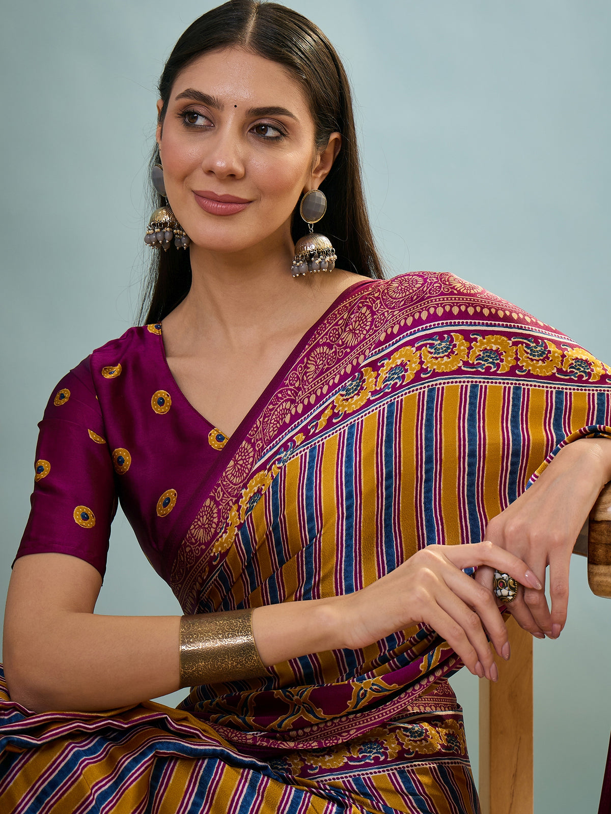 Attractive Function Wear Silk Print Designer Fancy Saree  With Unstitched Blouse Piece