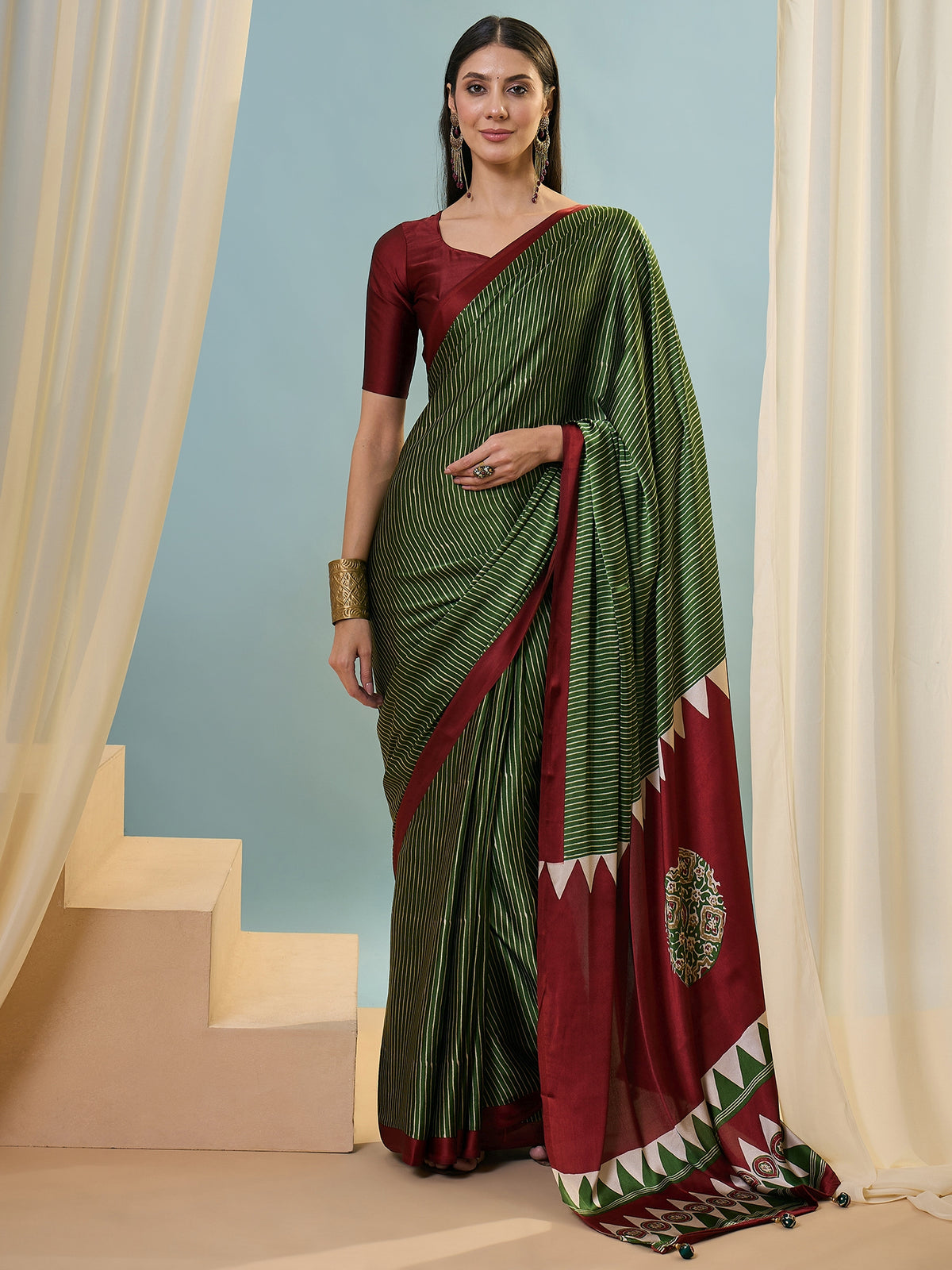 Marvellous Party Wear Silk Print Design Rich Pallu Fancy Saree With Unstitched Blouse Piece