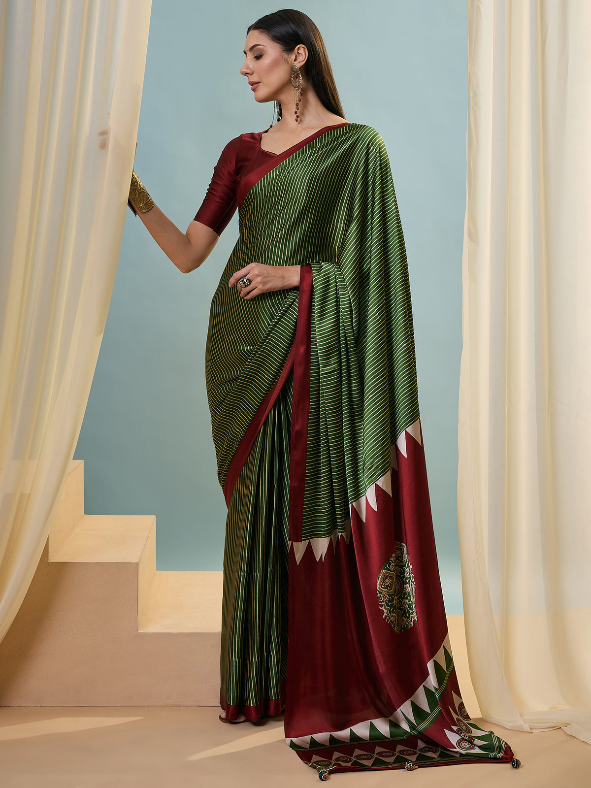 Marvellous Party Wear Silk Print Design Rich Pallu Fancy Saree With Unstitched Blouse Piece
