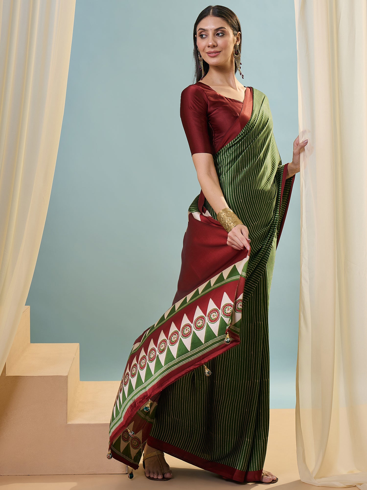 Marvellous Party Wear Silk Print Design Rich Pallu Fancy Saree With Unstitched Blouse Piece