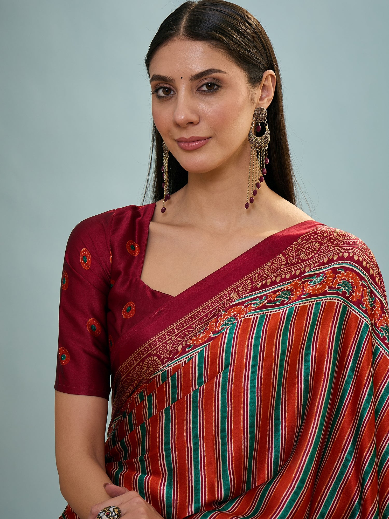 Attractive Function Wear Silk Print Designer Fancy Saree  With Unstitched Blouse Piece