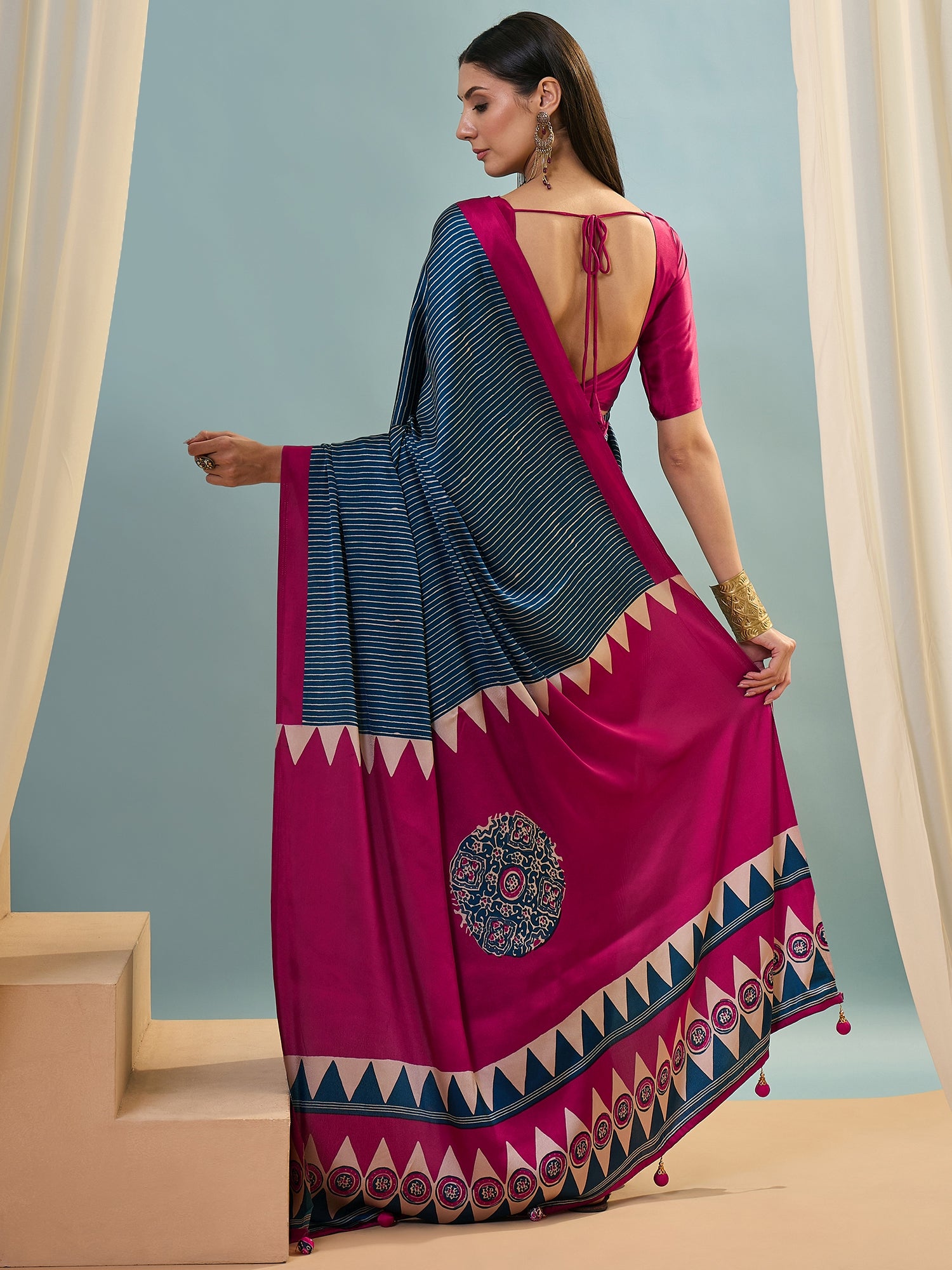 Marvellous Party Wear Silk Print Design Rich Pallu Fancy Saree With Unstitched Blouse Piece