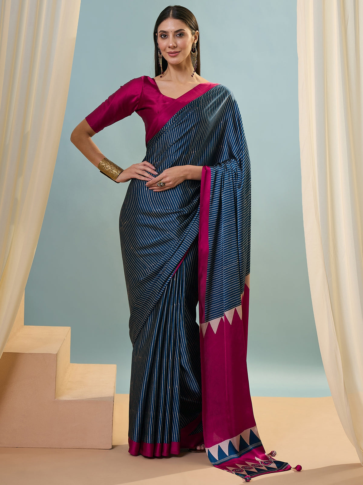 Marvellous Party Wear Silk Print Design Rich Pallu Fancy Saree With Unstitched Blouse Piece