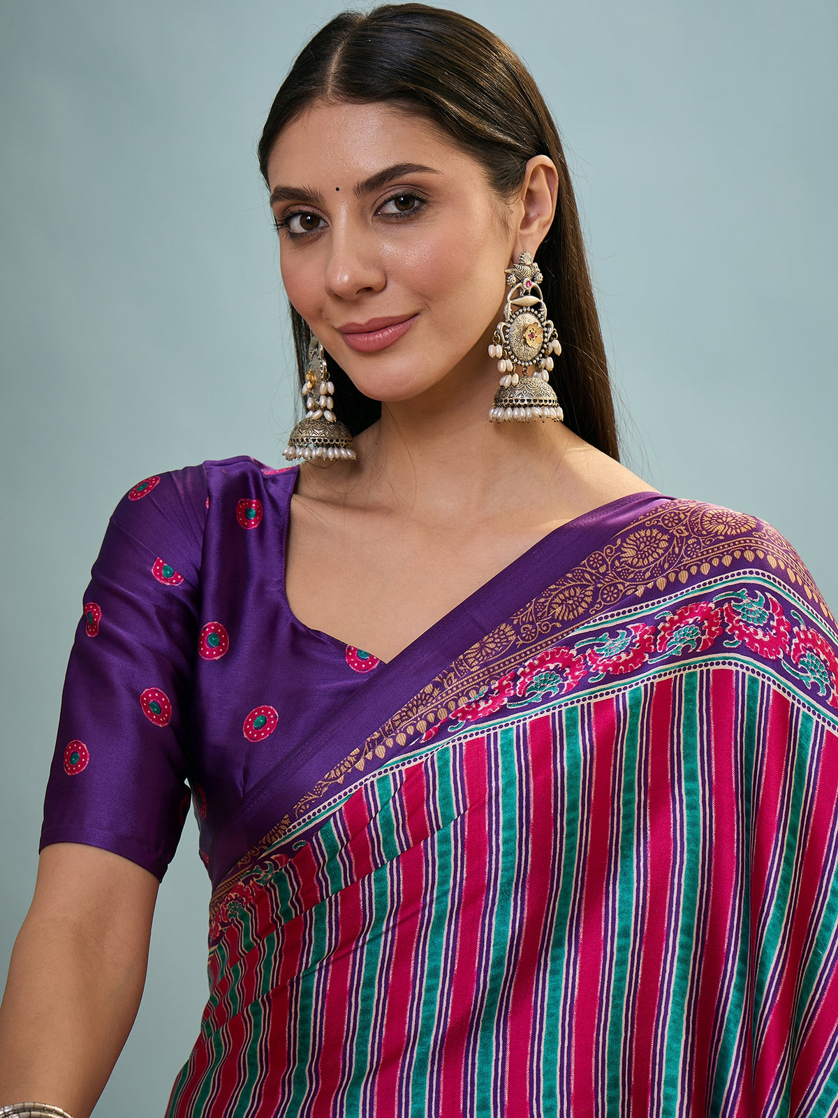 Attractive Function Wear Silk Print Designer Fancy Saree  With Unstitched Blouse Piece