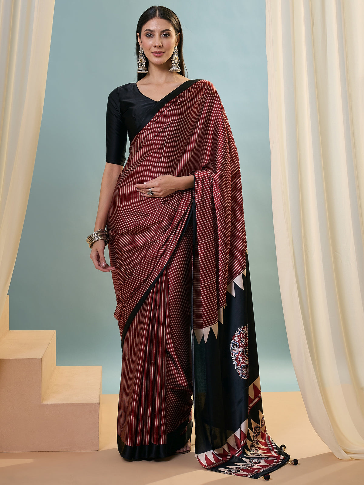 Marvellous Party Wear Silk Print Design Rich Pallu Fancy Saree With Unstitched Blouse Piece