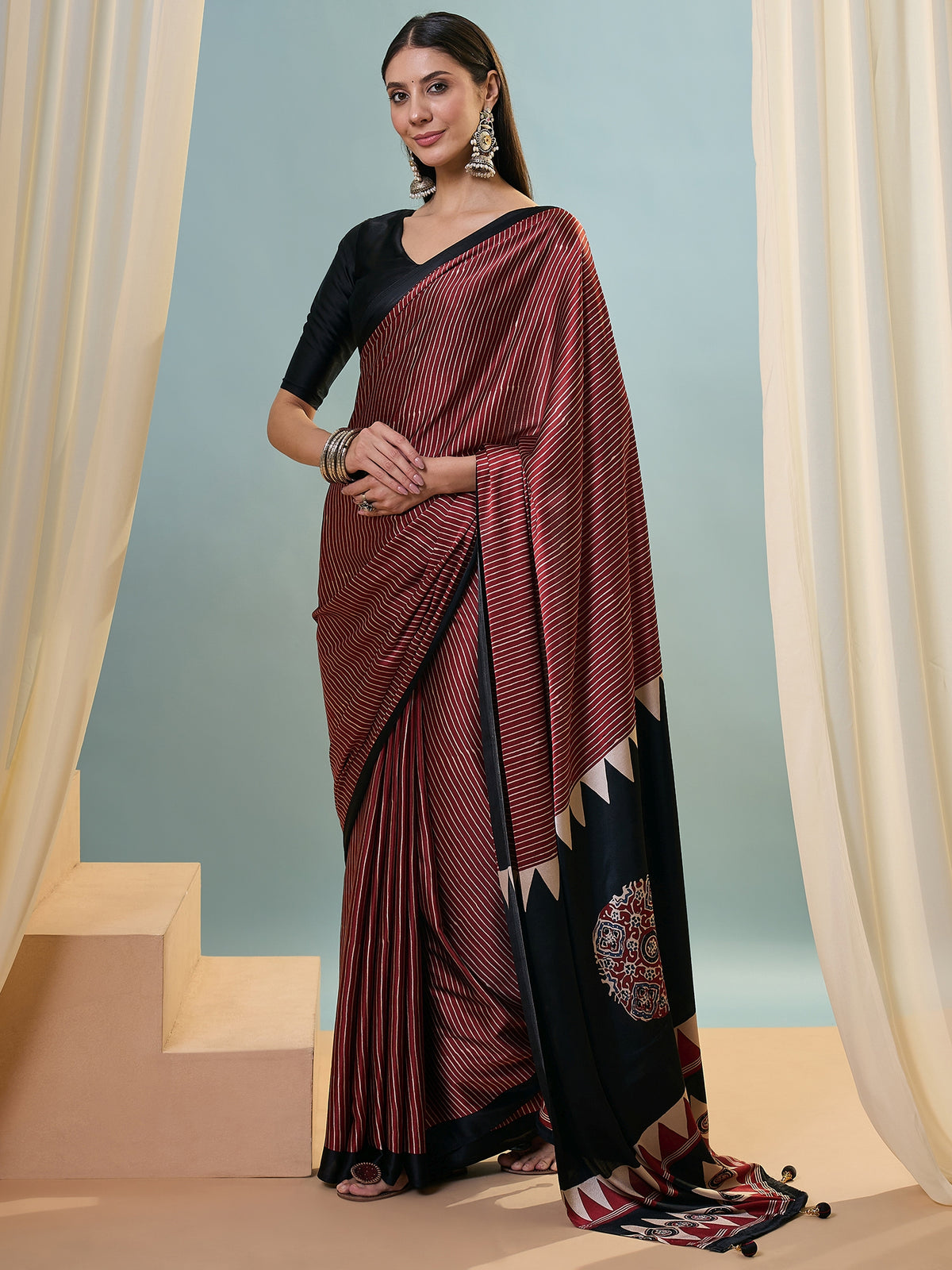 Marvellous Party Wear Silk Print Design Rich Pallu Fancy Saree With Unstitched Blouse Piece