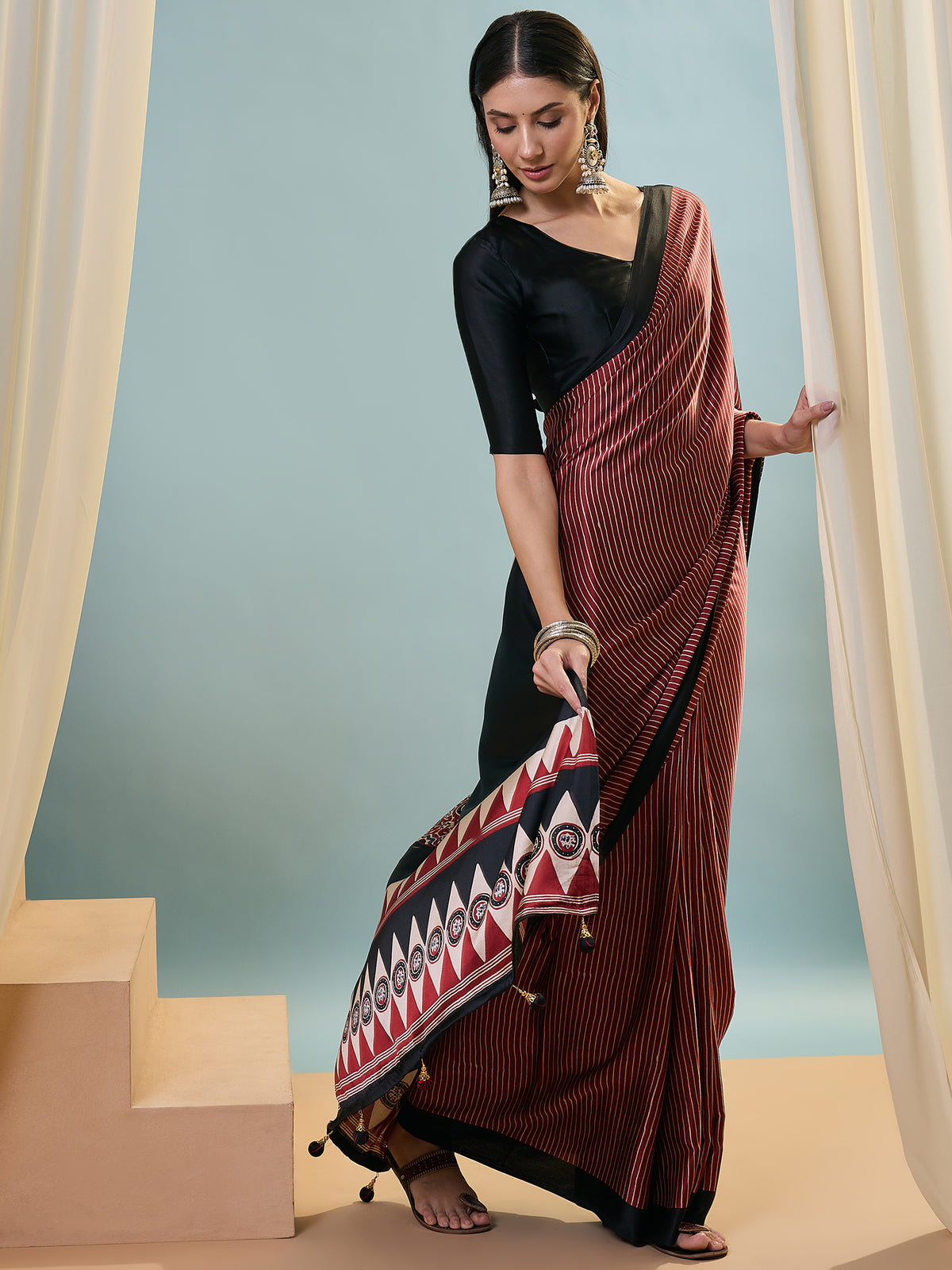 Marvellous Party Wear Silk Print Design Rich Pallu Fancy Saree With Unstitched Blouse Piece