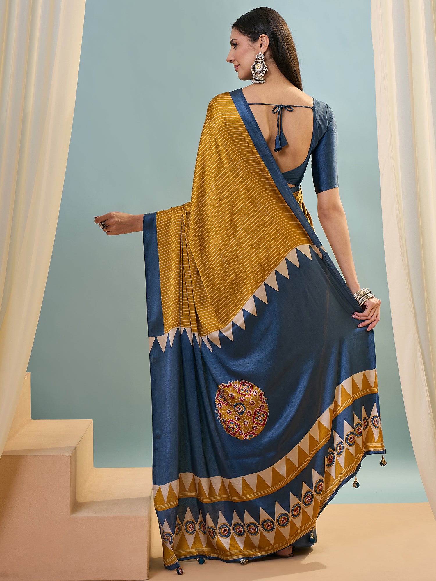Marvellous Party Wear Silk Print Design Rich Pallu Fancy Saree With Unstitched Blouse Piece