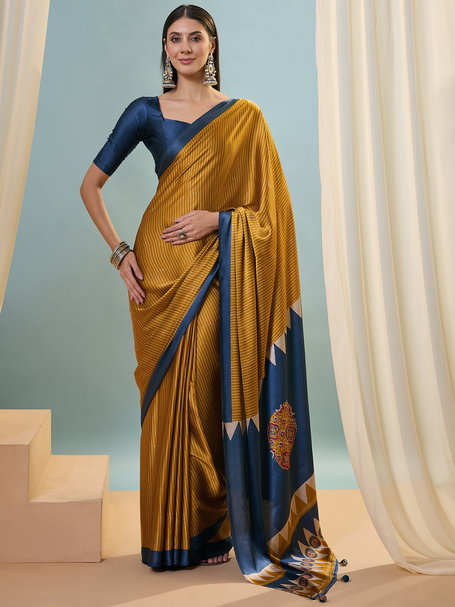 Marvellous Party Wear Silk Print Design Rich Pallu Fancy Saree With Unstitched Blouse Piece