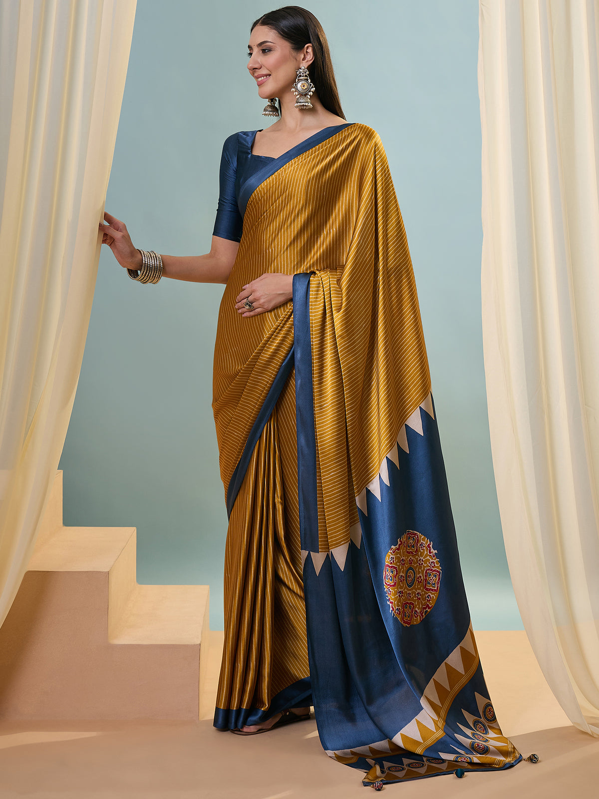Marvellous Party Wear Silk Print Design Rich Pallu Fancy Saree With Unstitched Blouse Piece
