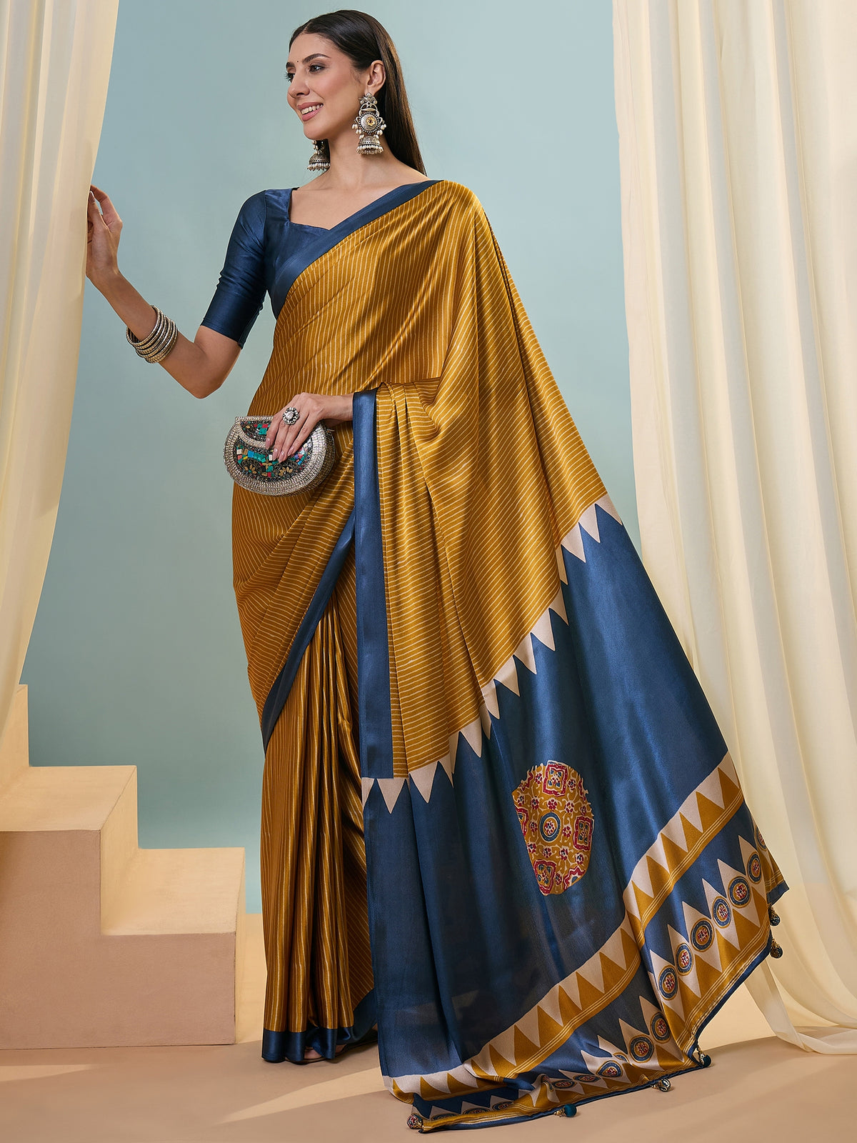 Marvellous Party Wear Silk Print Design Rich Pallu Fancy Saree With Unstitched Blouse Piece