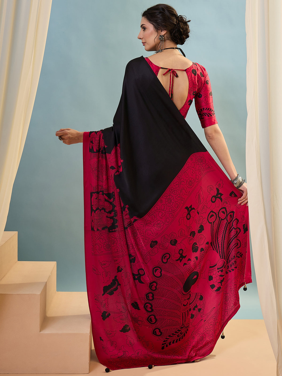 Attractive Wedding Wear Silk Print Designer Saree With Unstitched Blouse For Occasion