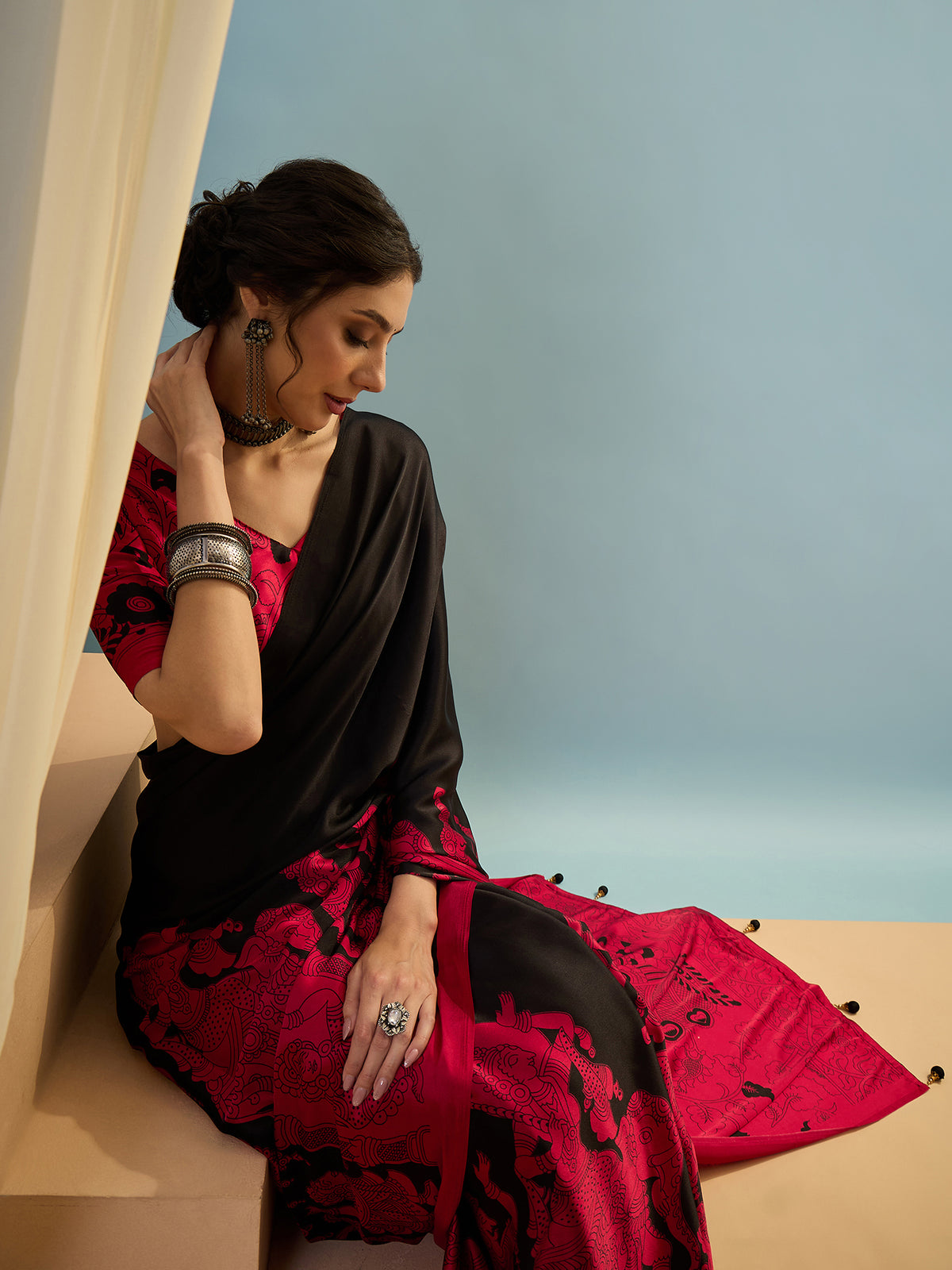 Attractive Wedding Wear Silk Print Designer Saree With Unstitched Blouse For Occasion