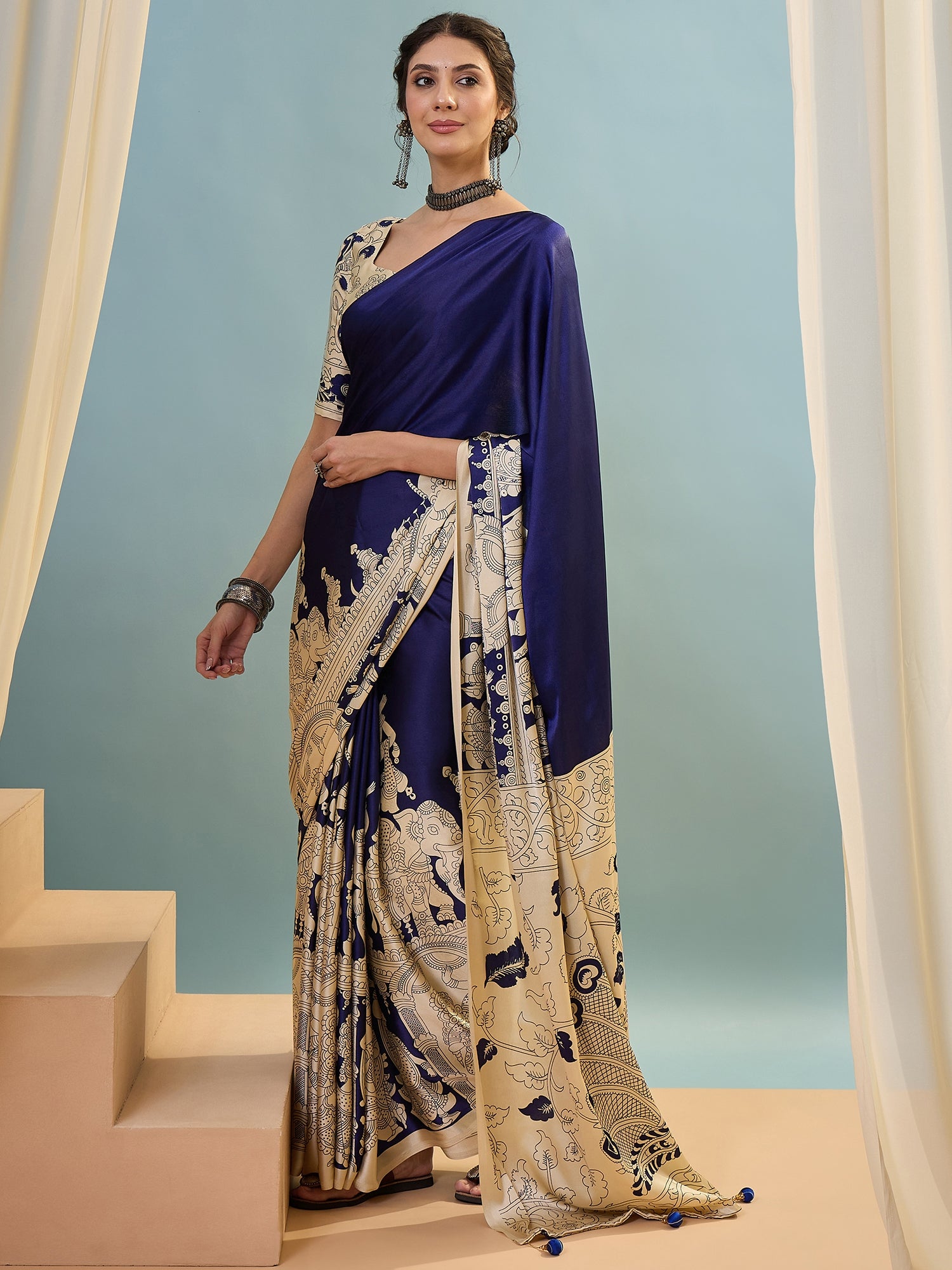 Attractive Wedding Wear Silk Print Designer Saree With Unstitched Blouse For Occasion