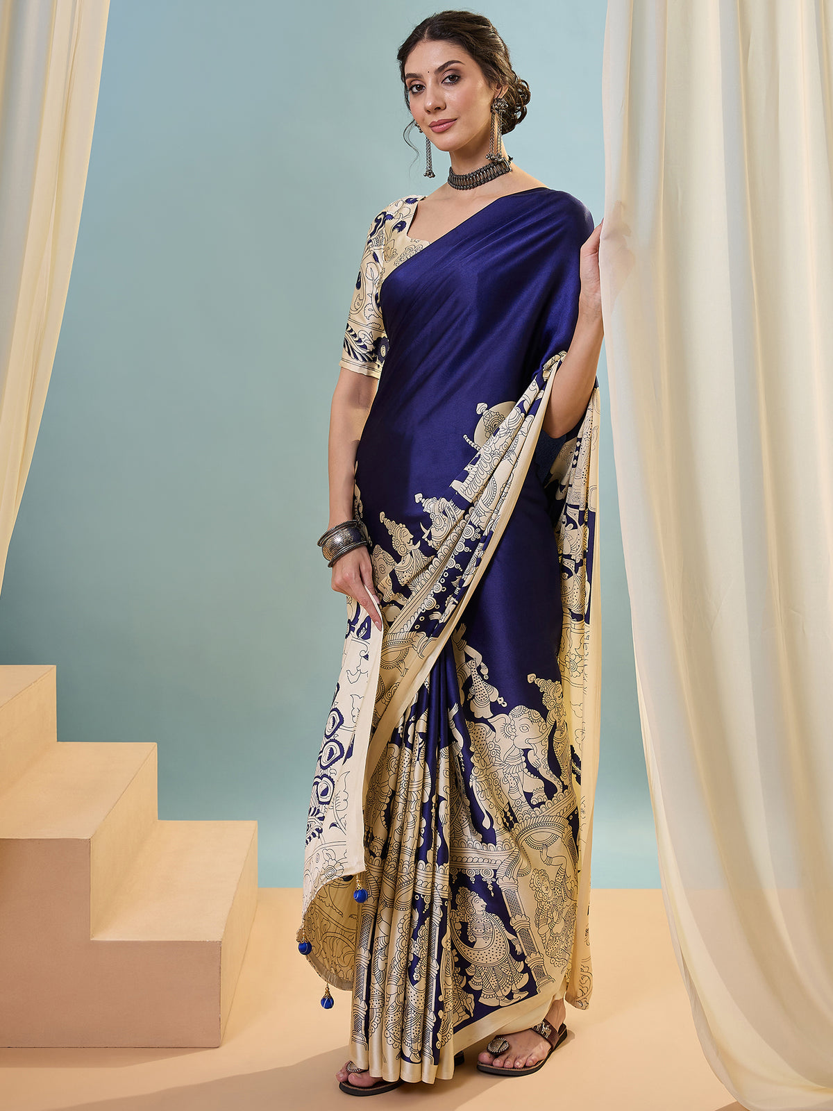 Attractive Wedding Wear Silk Print Designer Saree With Unstitched Blouse For Occasion