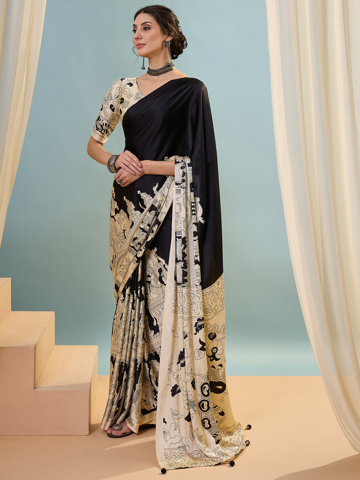 Attractive Wedding Wear Silk Print Designer Saree With Unstitched Blouse For Occasion