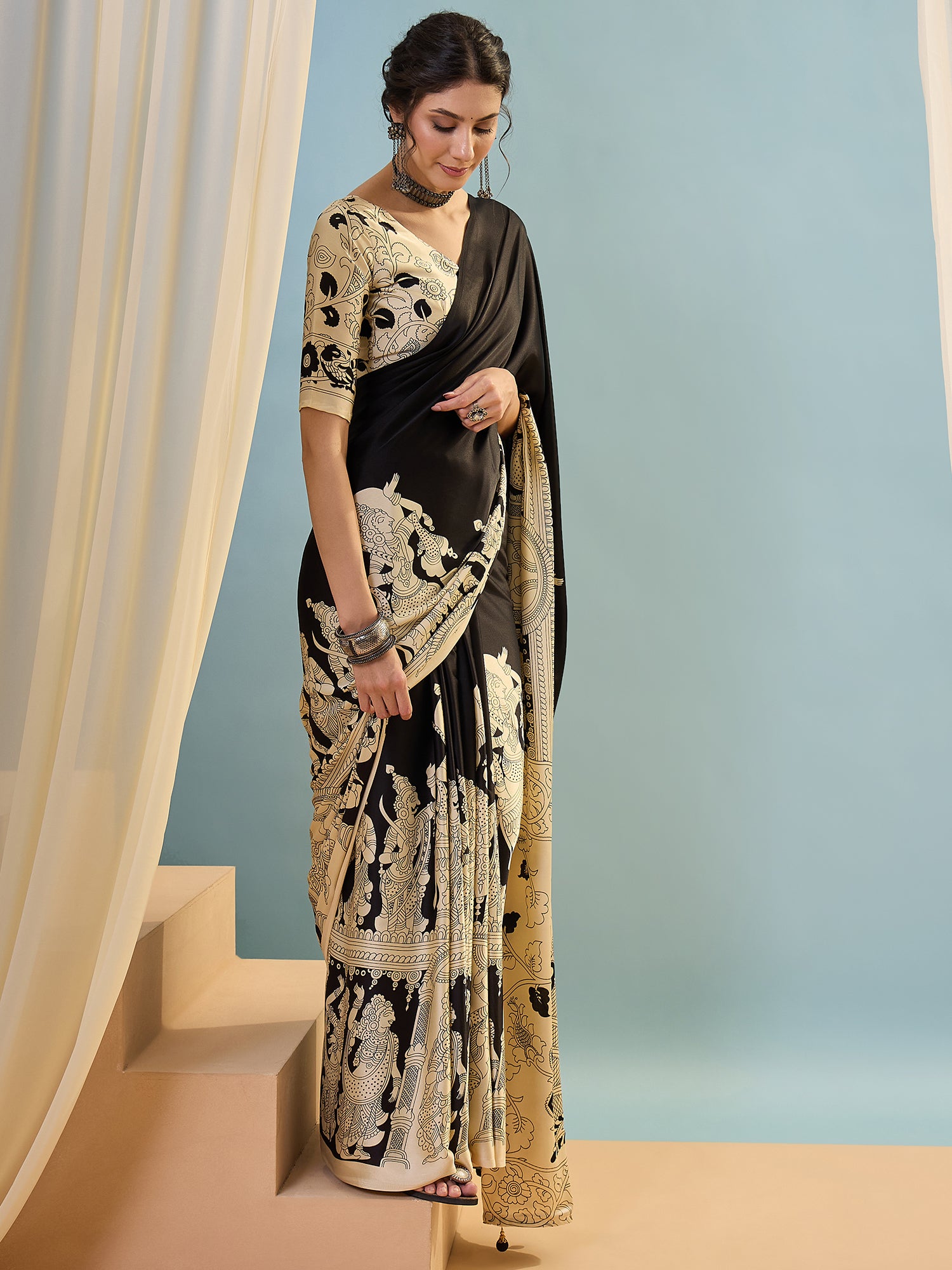 Attractive Wedding Wear Silk Print Designer Saree With Unstitched Blouse For Occasion