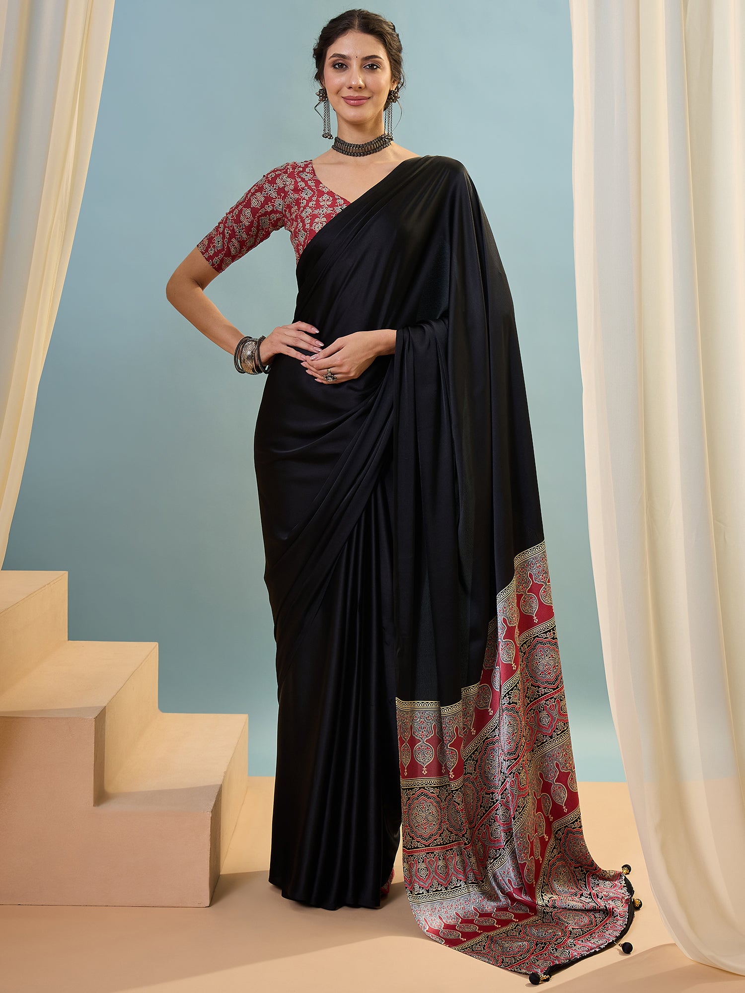 Confounding Festive Wear Silk Print Design Rich Pallu Fancy Saree With Unstitched Blouse Piece