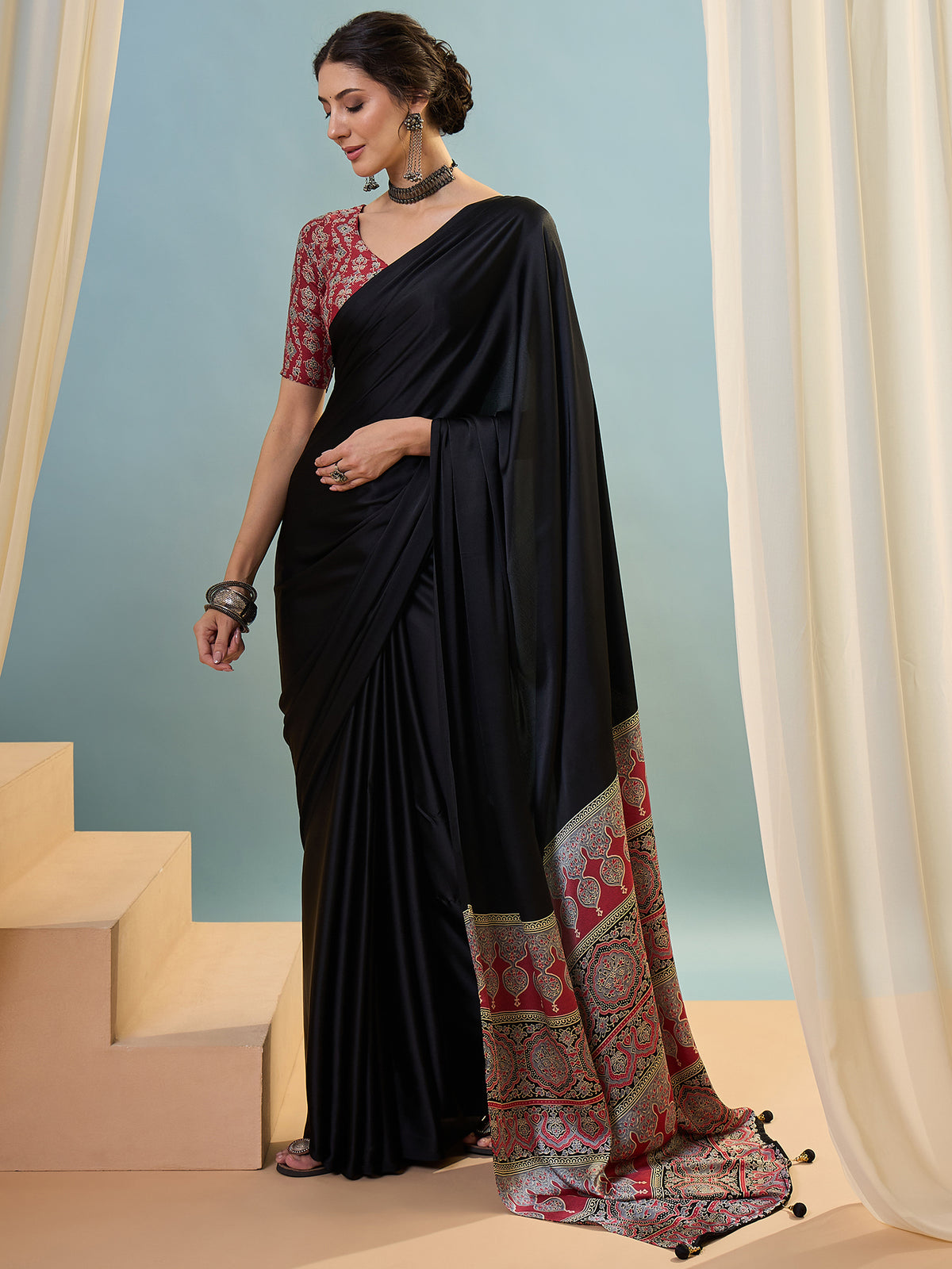 Confounding Festive Wear Silk Print Design Rich Pallu Fancy Saree With Unstitched Blouse Piece