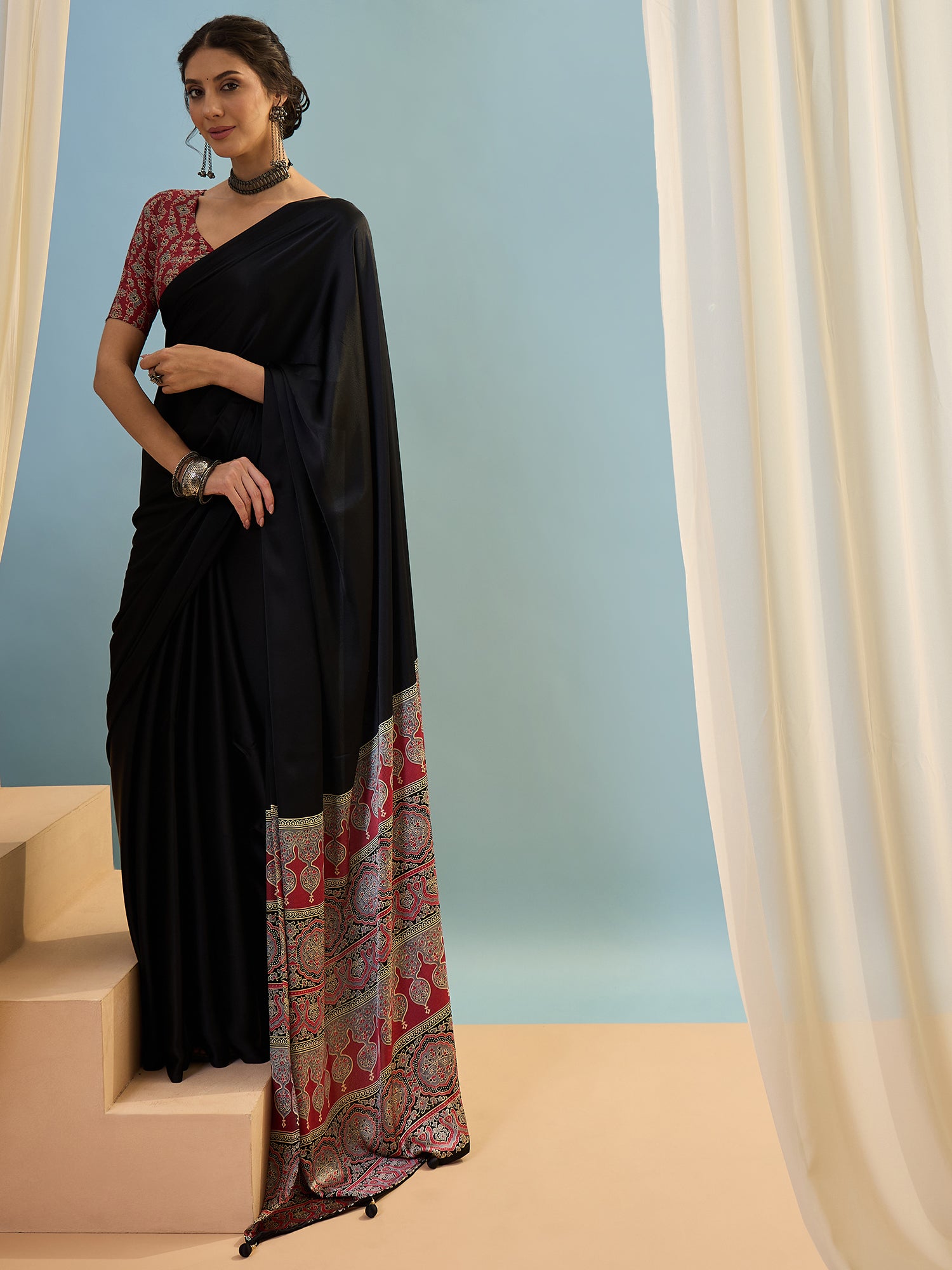 Confounding Festive Wear Silk Print Design Rich Pallu Fancy Saree With Unstitched Blouse Piece