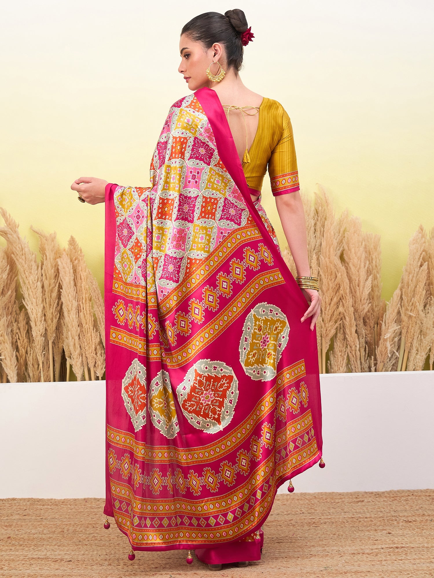 Heritage Function Wear Silk Print Tussels Work Fancy Saree With Blouse Unstitched Piece