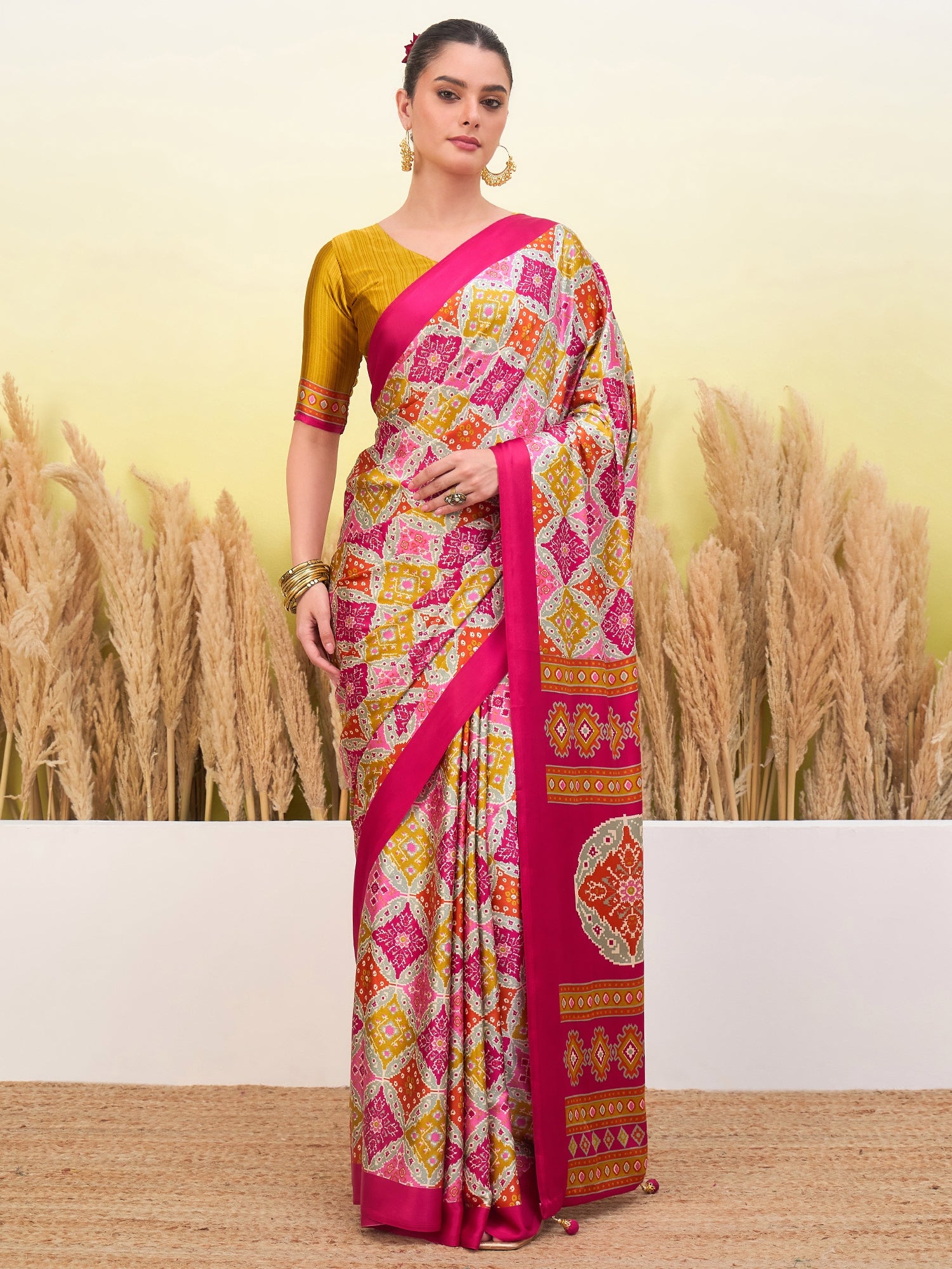 Heritage Function Wear Silk Print Tussels Work Fancy Saree With Blouse Unstitched Piece